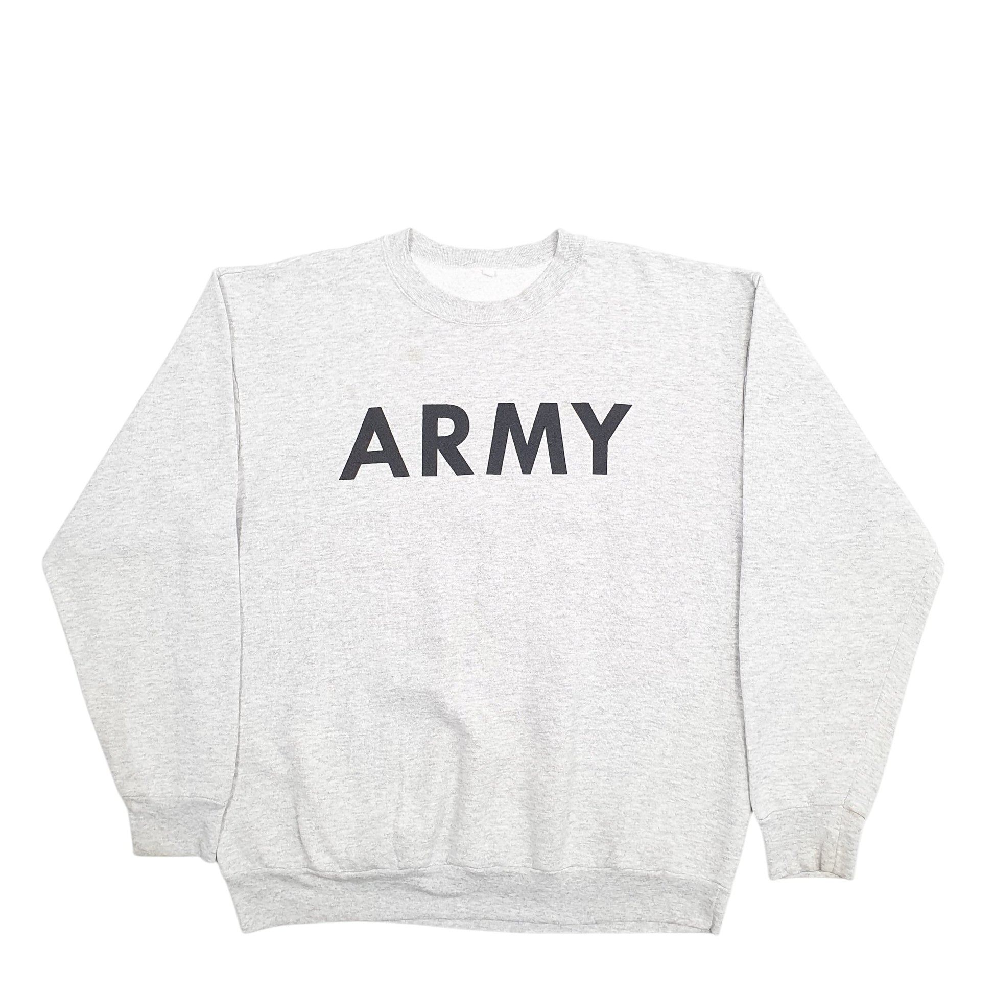 Mens Grey Unbranded Army Spellout Crewneck Jumper