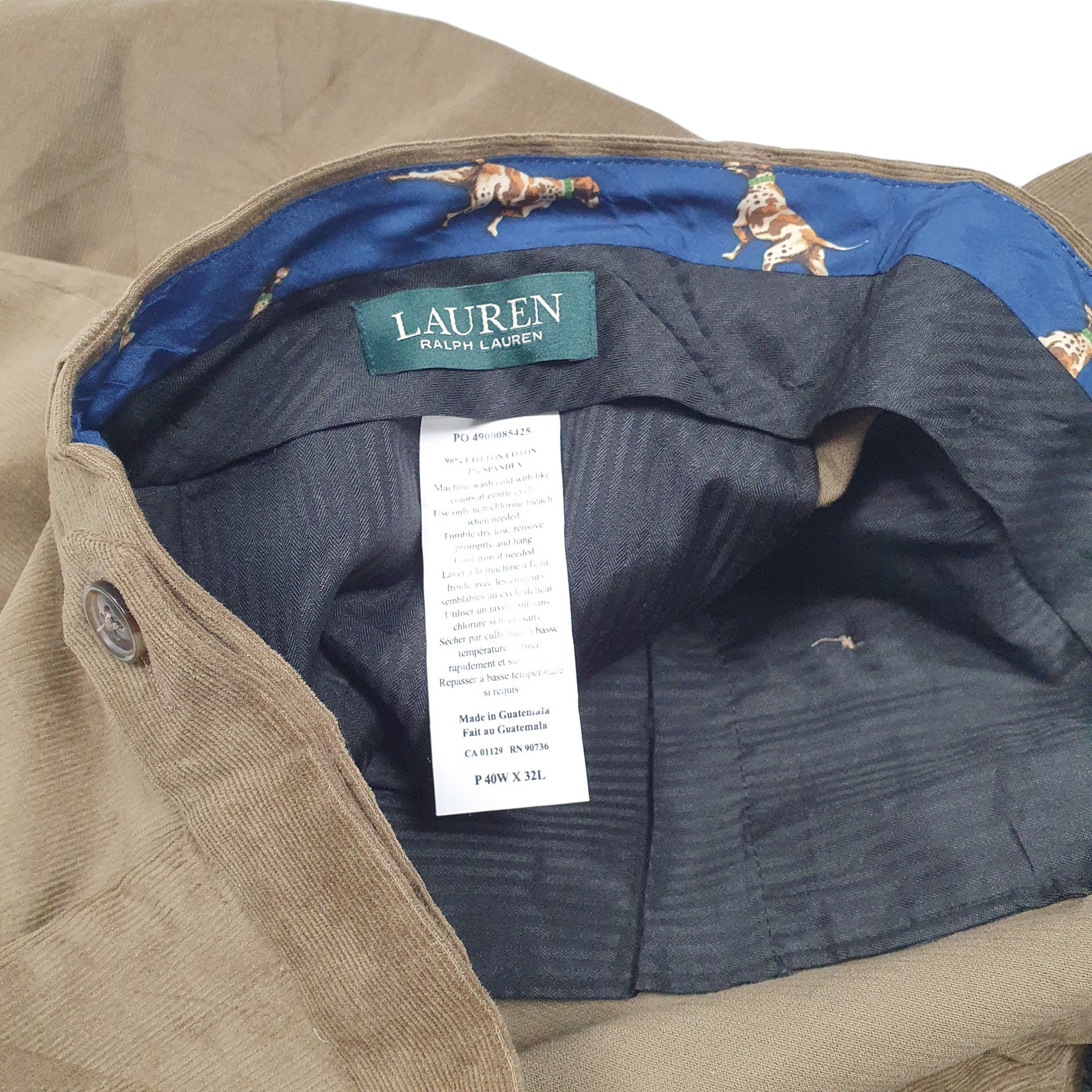 Mens Brown Lauren Ralph Lauren Flat Front Corduroy Trousers