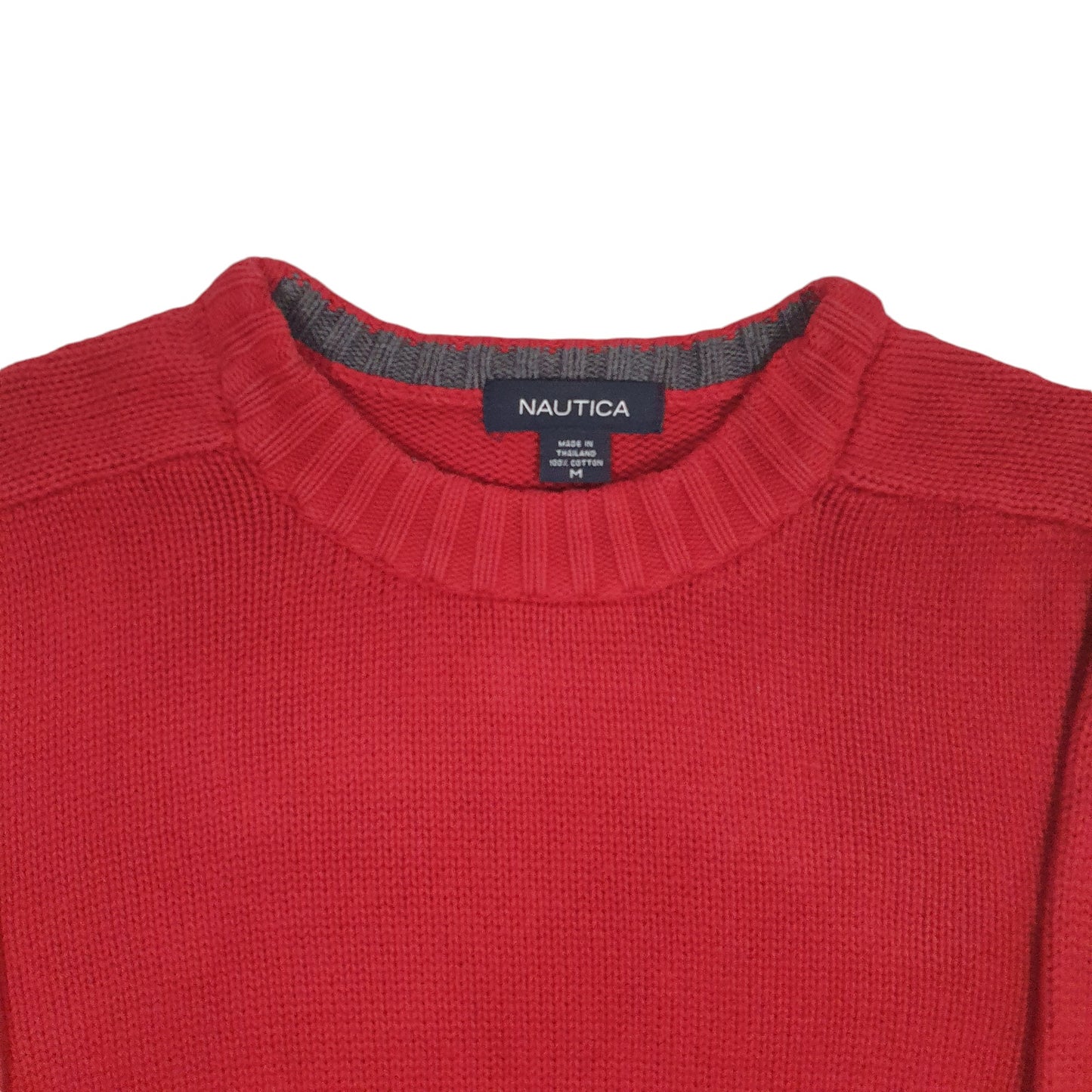Mens Red Nautica Knit Crewneck Jumper