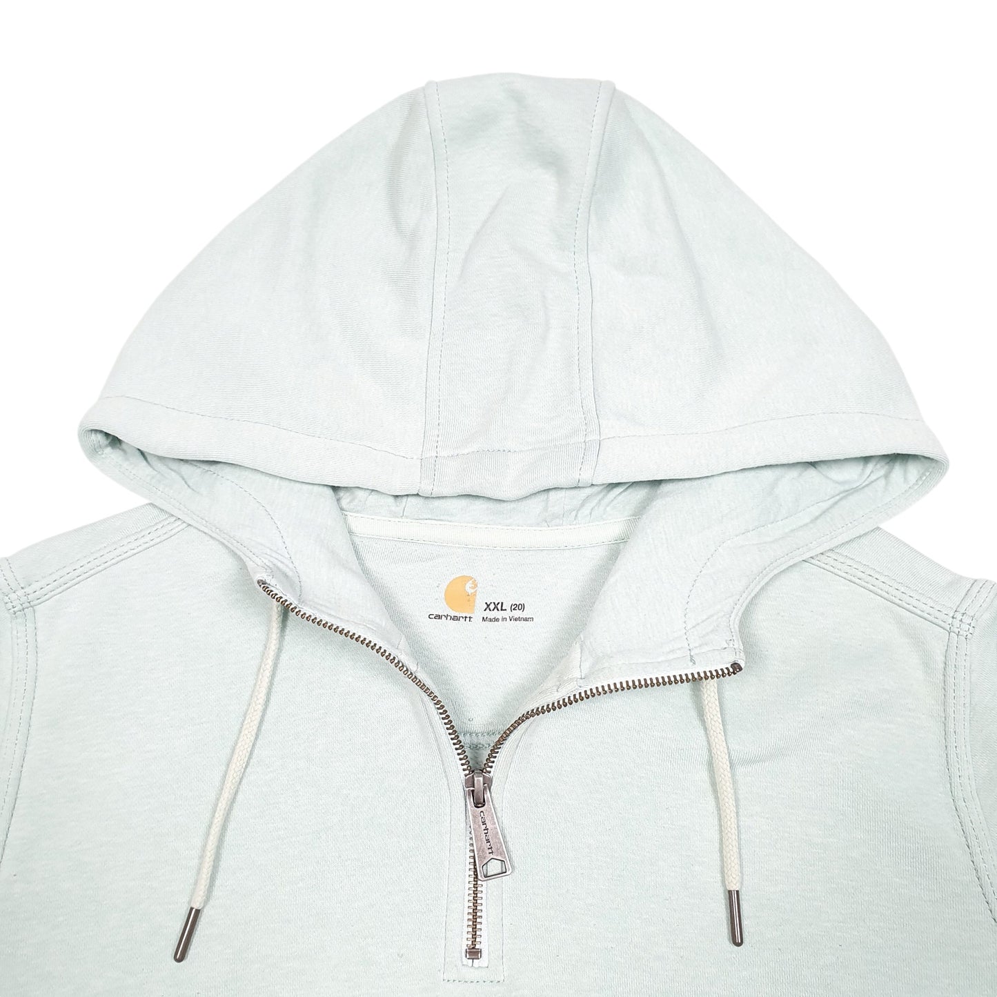 Womens Turquoise Carhartt Workwear Hoodie Quarter Zip Jumper