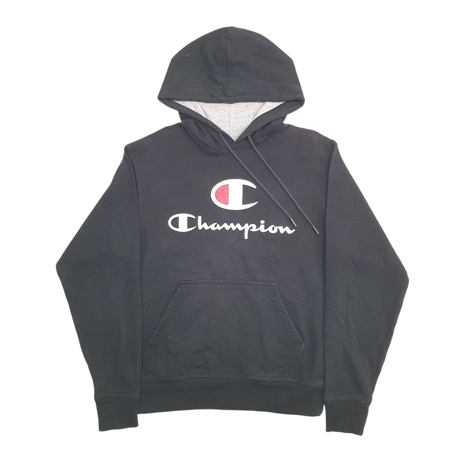 Mens Black Champion Spellout Hoodie Jumper