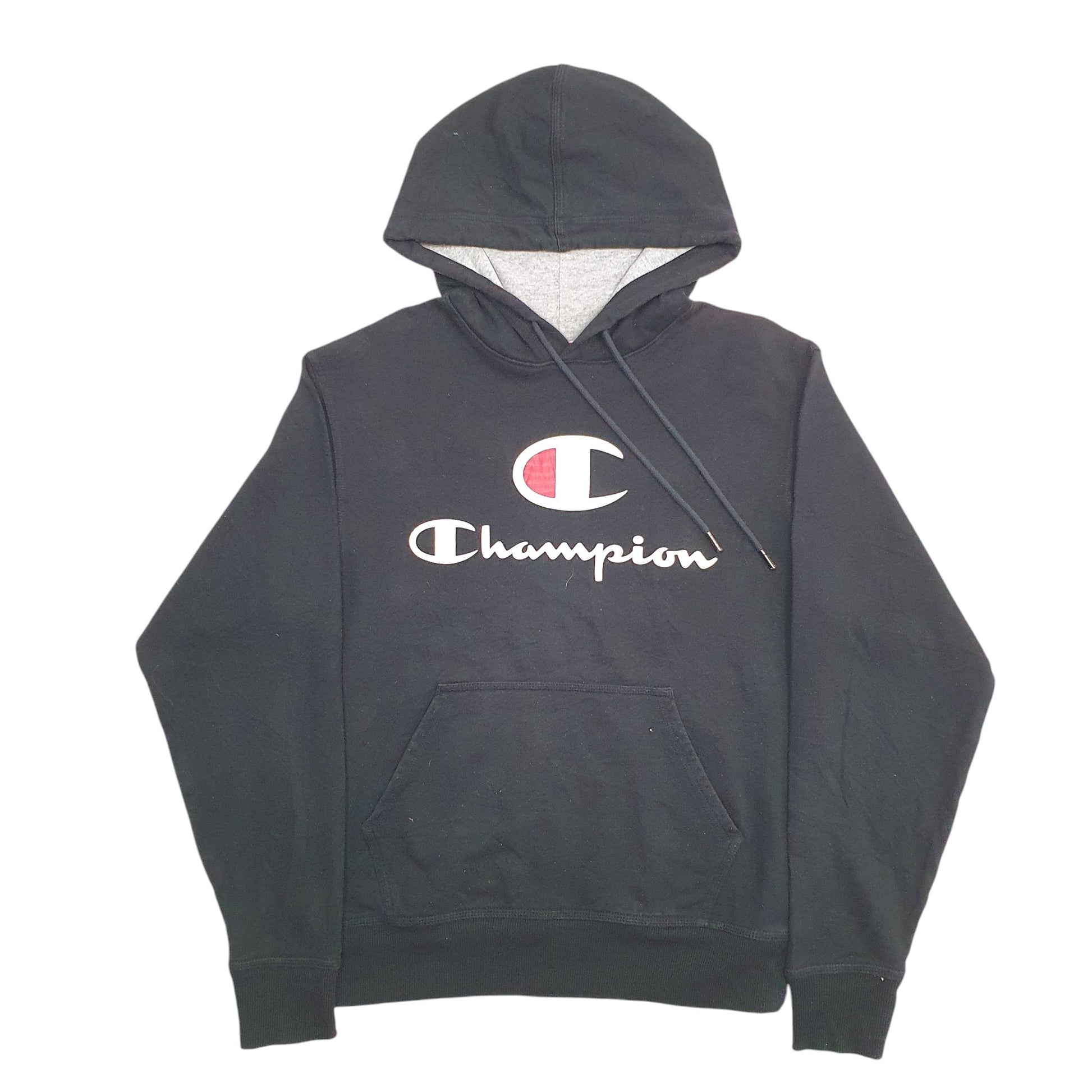 Mens Black Champion Spellout Hoodie Jumper