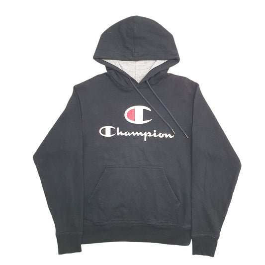 Mens Black Champion Spellout Hoodie Jumper