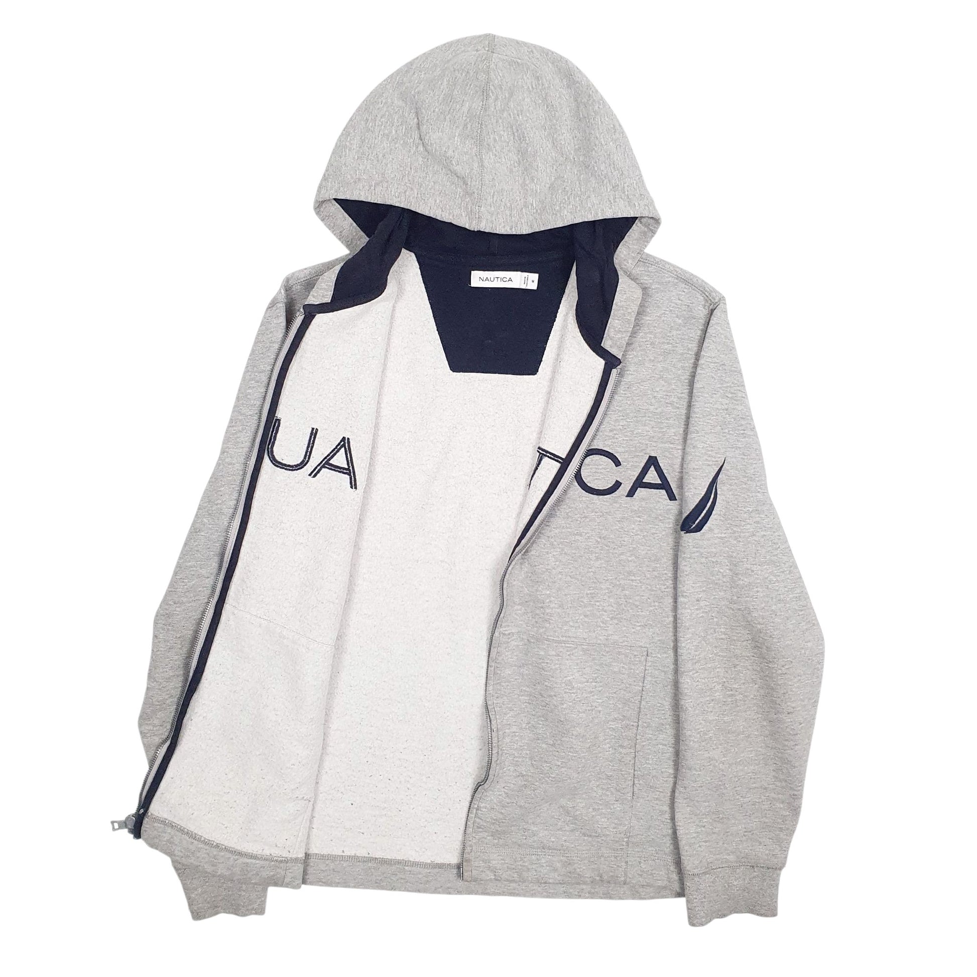 Mens Grey Nautica Spellout Full Zip Jumper