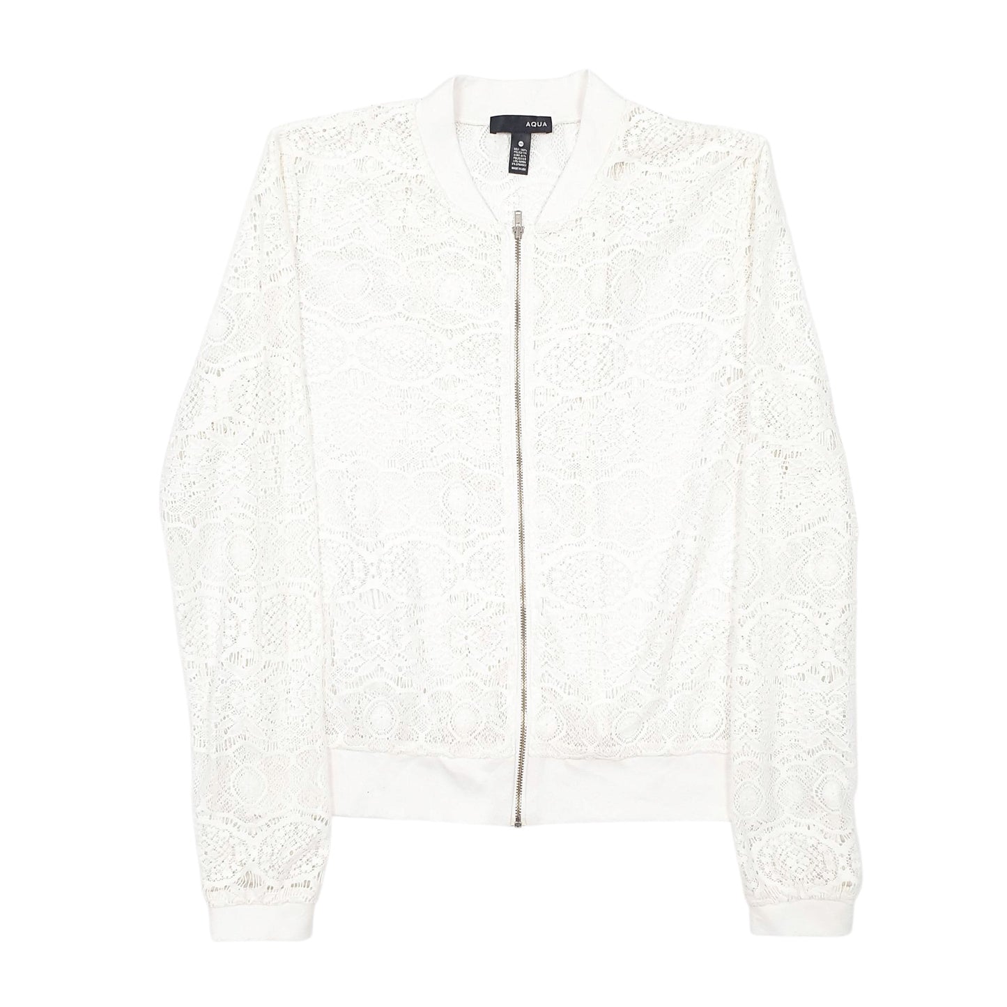 Womens White Aqua  Full Zip Jumper