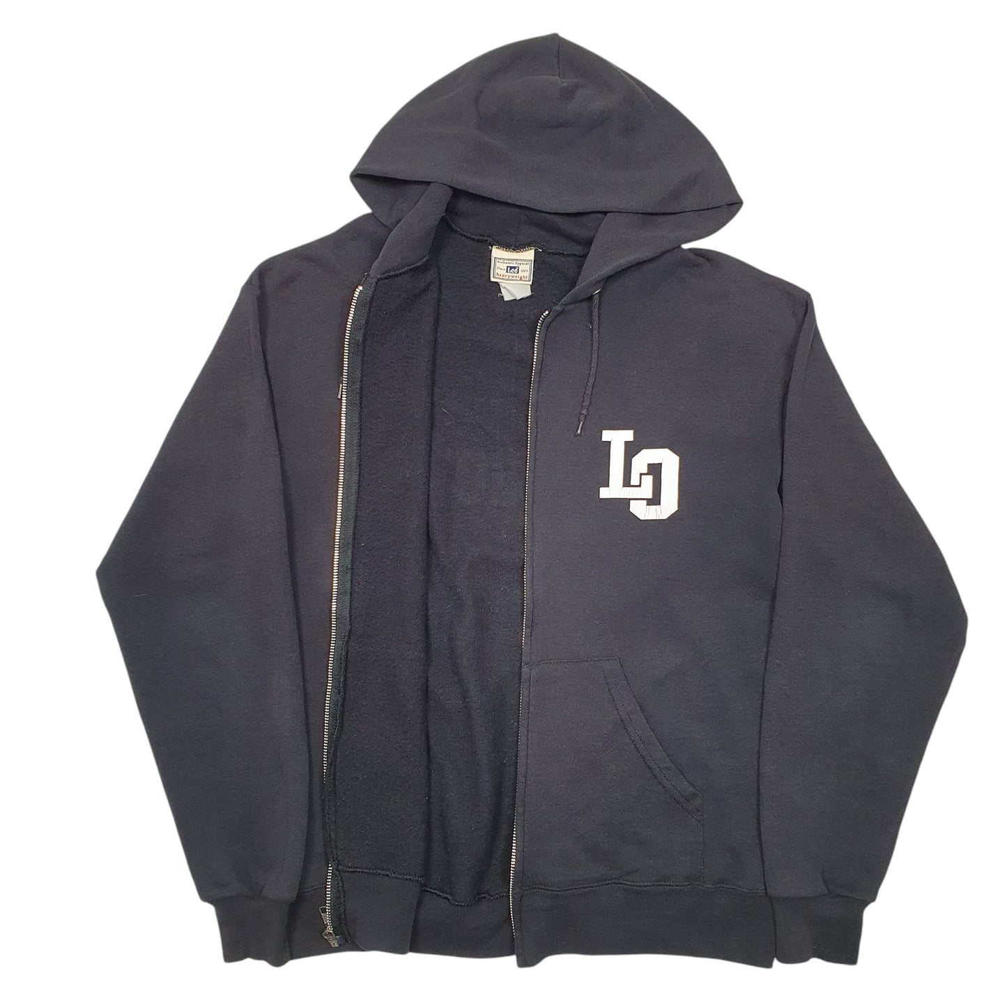 Mens Black Lee Hoodie Vintage Heavyweight LO Dragons Full Zip Jumper