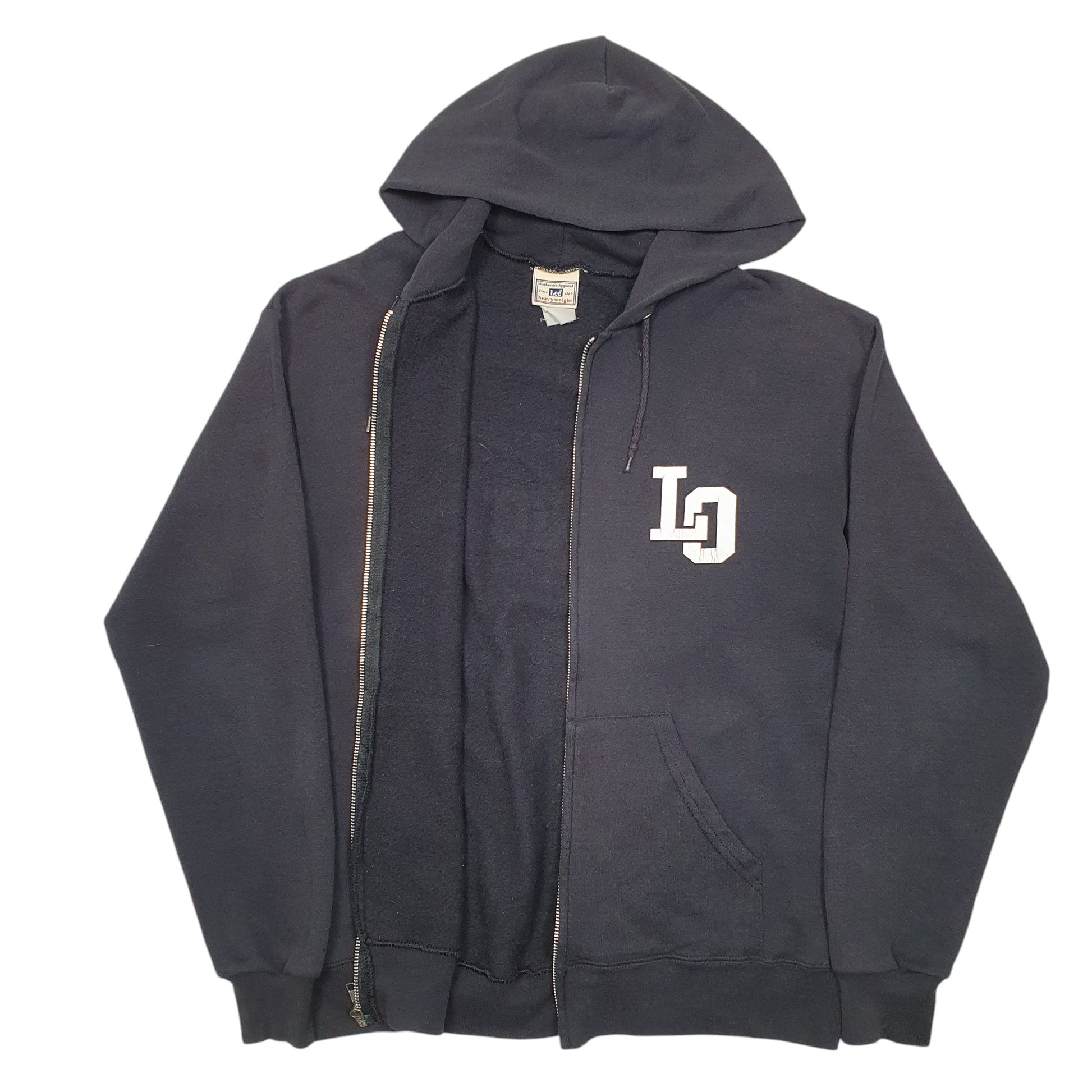 Mens Black Lee Hoodie Vintage Heavyweight LO Dragons Full Zip Jumper