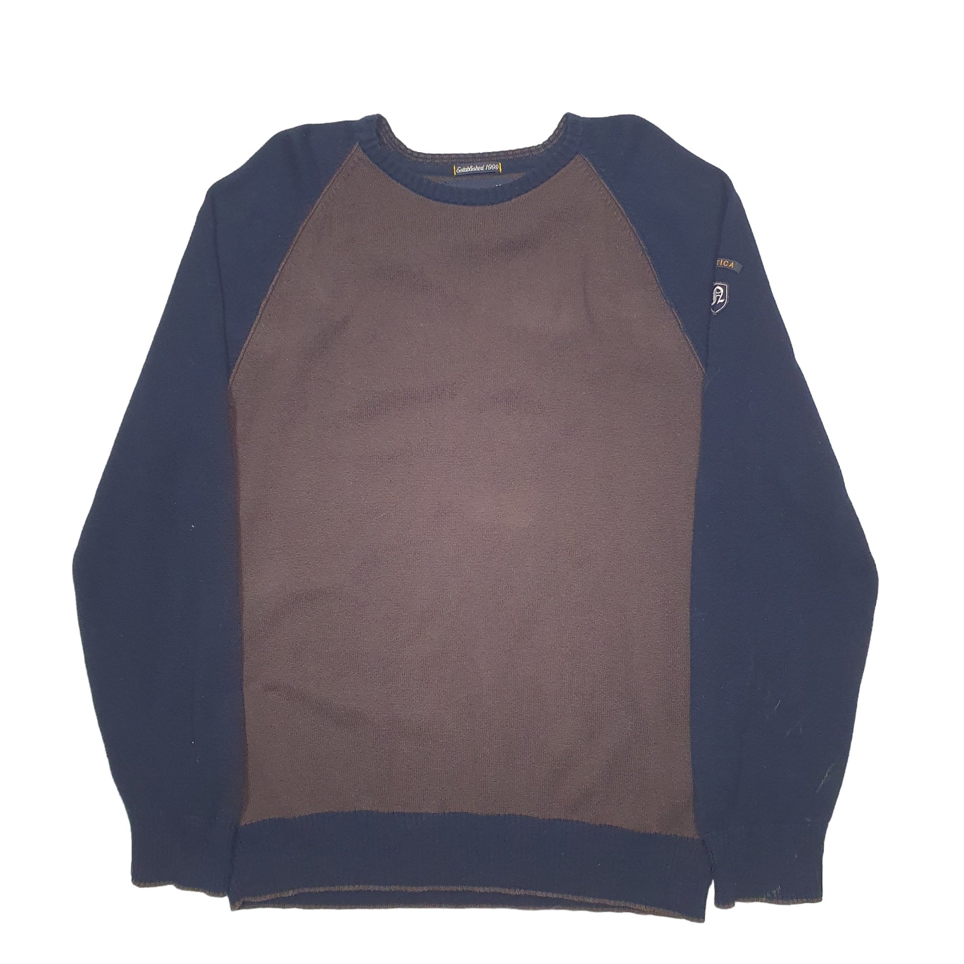 Mens Brown Nautica Knit Crewneck Jumper