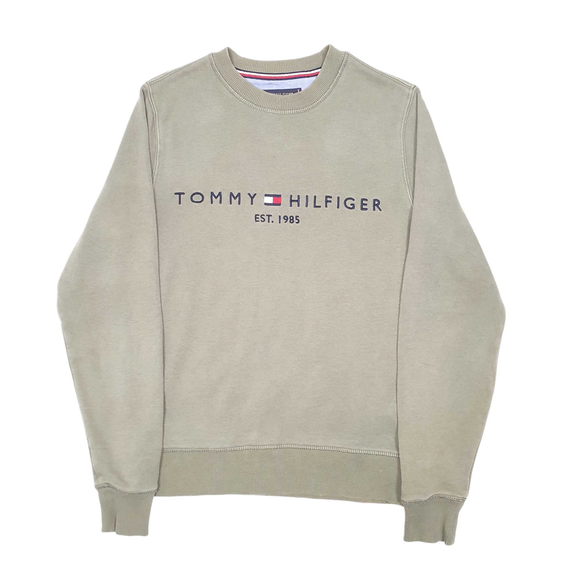 Mens Khaki Tommy Hilfiger Spellout Crewneck Jumper