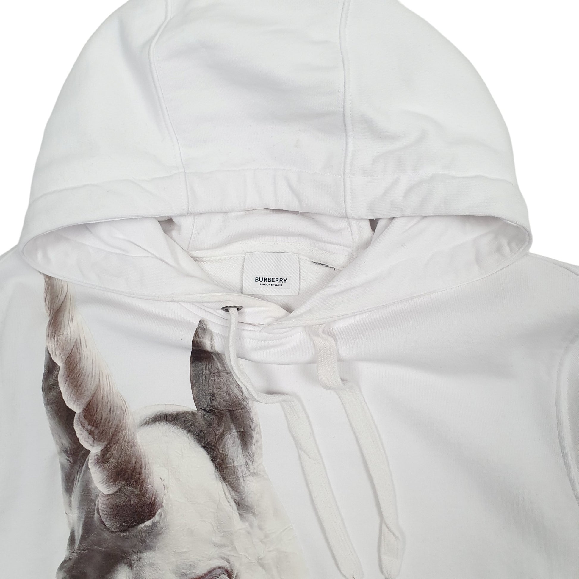 Mens White Burberry Unicorn Hoodie Jumper