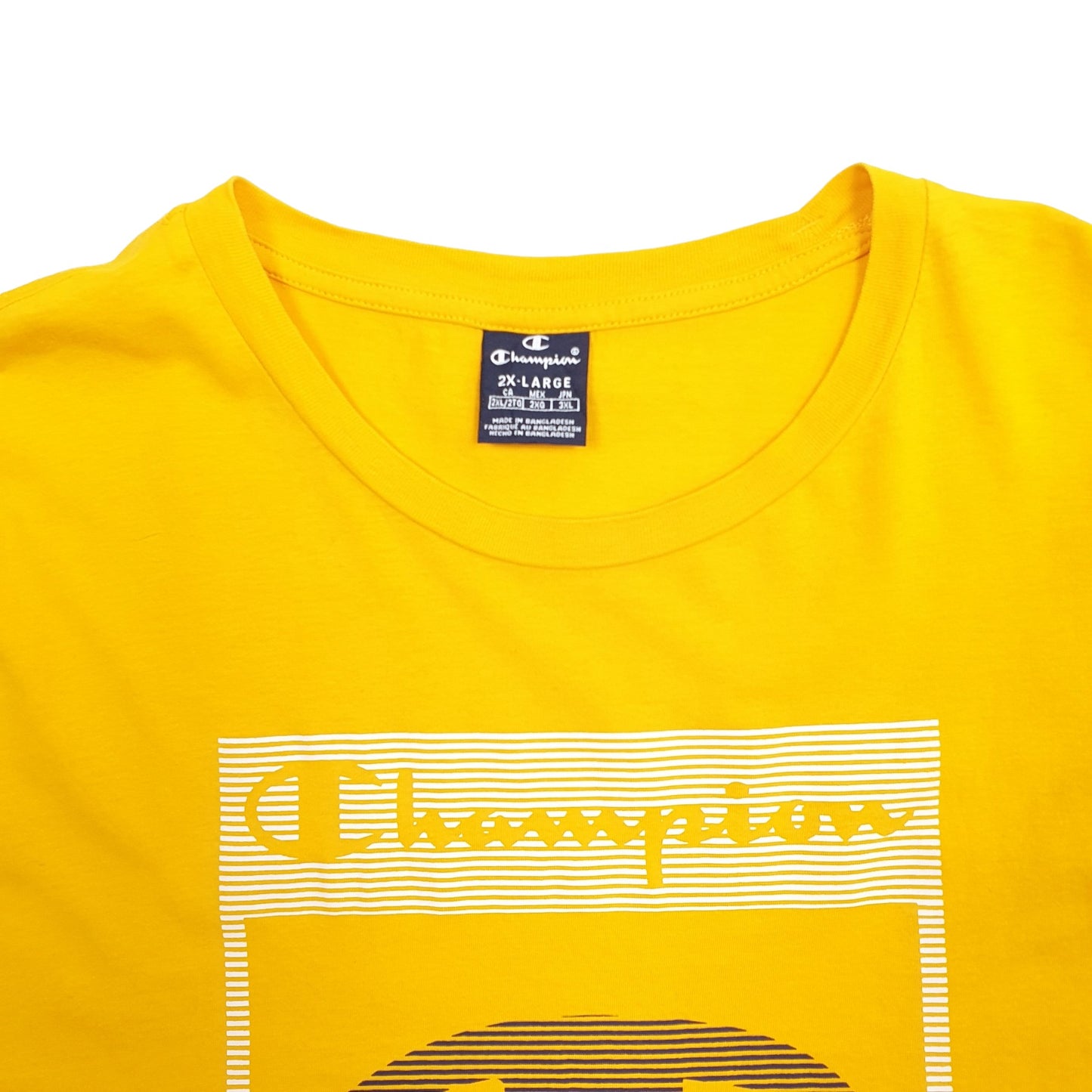 Mens Yellow Champion Spellout Short Sleeve T Shirt