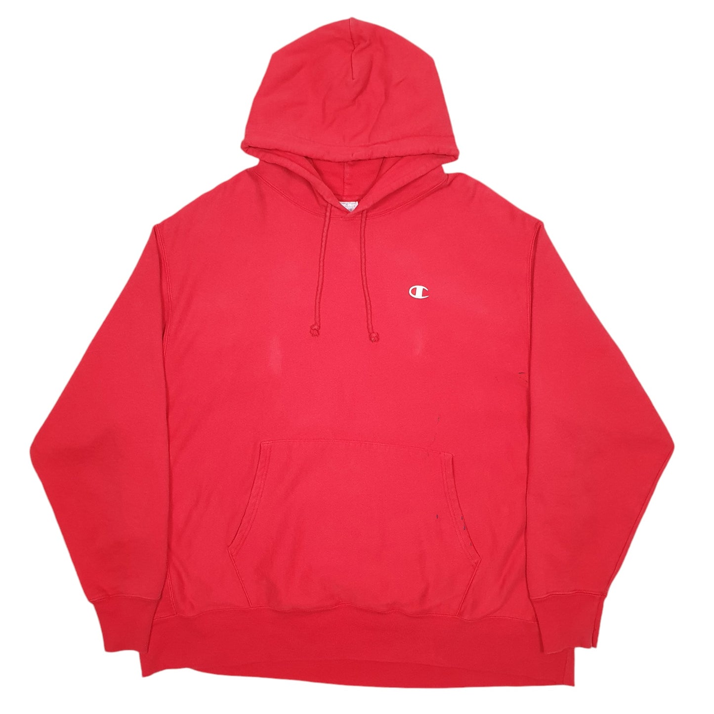 Mens Red Champion Reverse Weave Hoodie Jumper