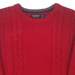 Mens Red Nautica Cable Knit Knitwear Crewneck Jumper