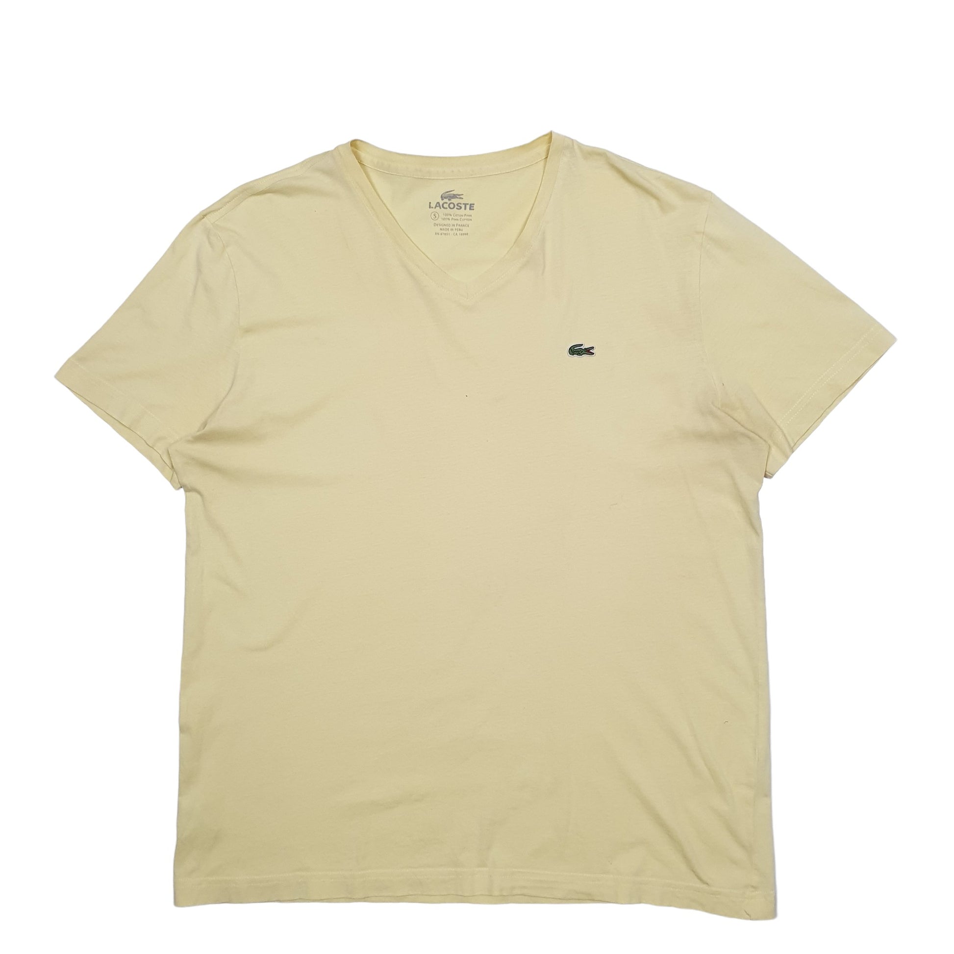 Mens Yellow Lacoste  Short Sleeve T Shirt