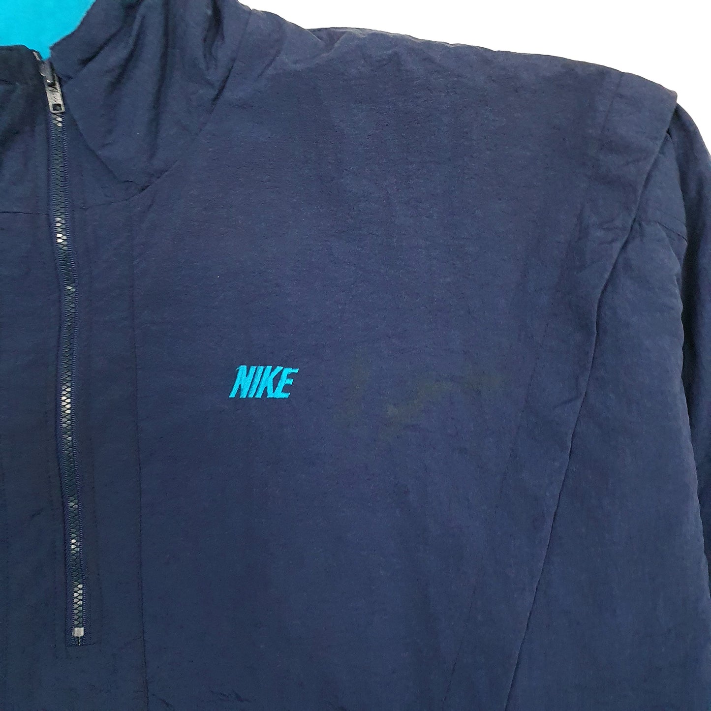 Mens Navy Nike Vintage 1990s Pullover Quarter Zip Spellout  Coat