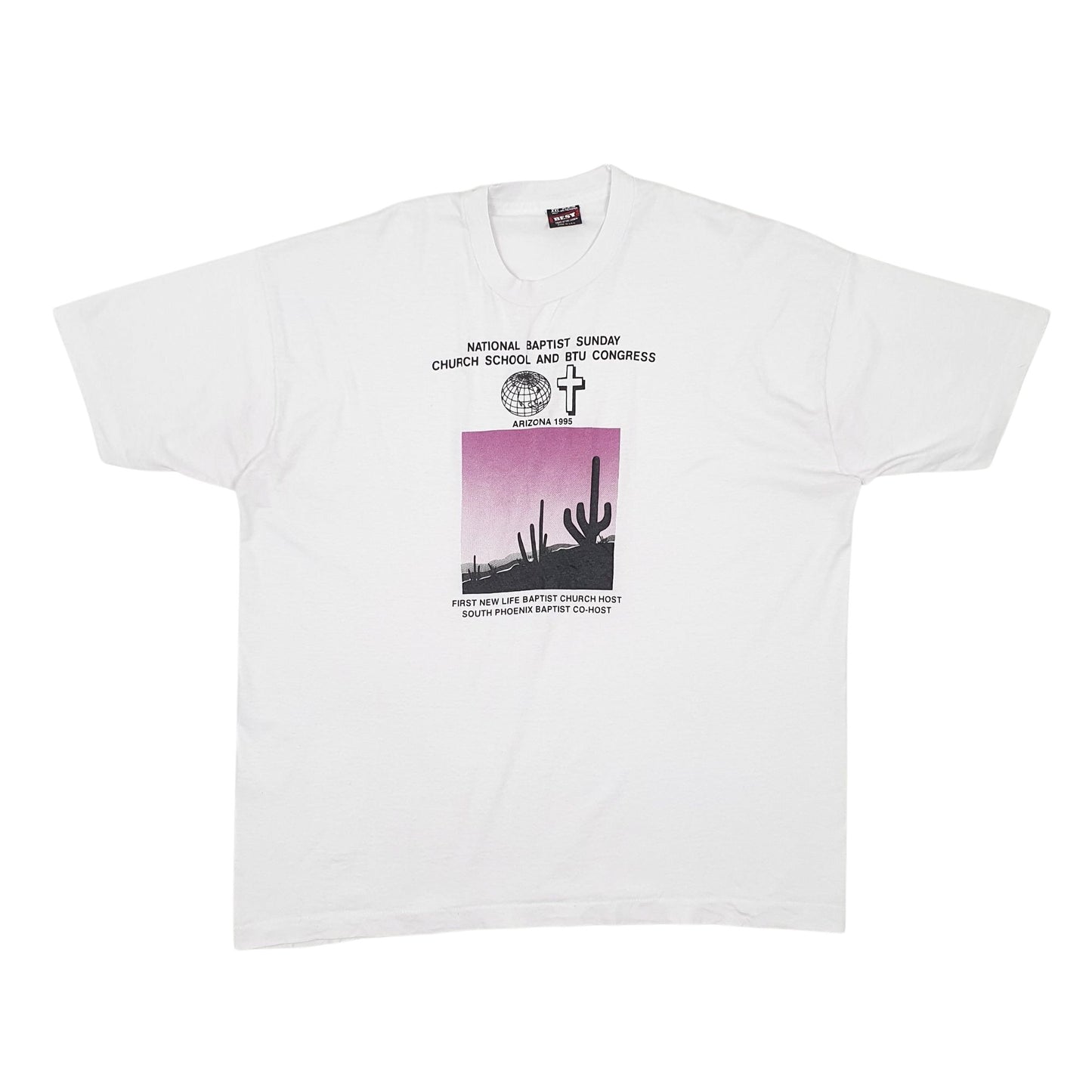 Mens White Fruit Of The Loop Single Stitch Vintage 90s Short Sleeve T Shirt