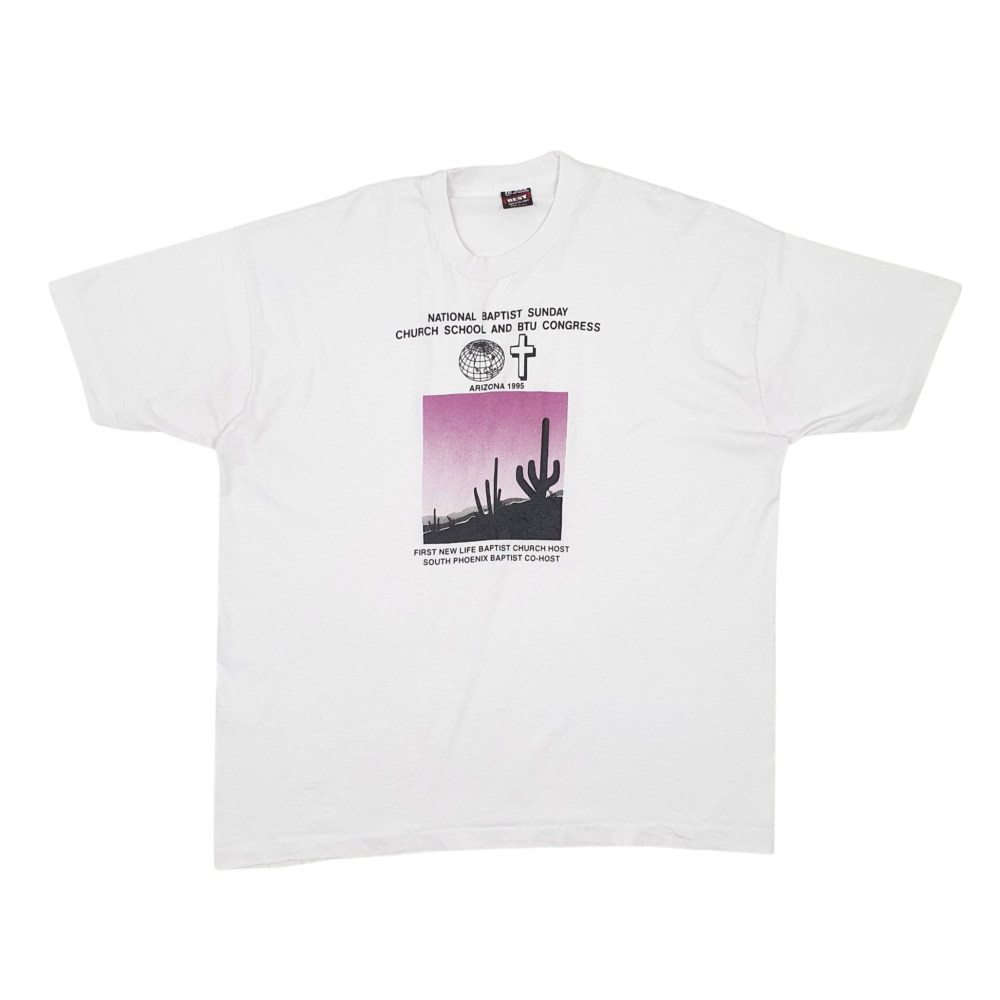 Mens White Fruit Of The Loop Single Stitch Vintage 90s Short Sleeve T Shirt