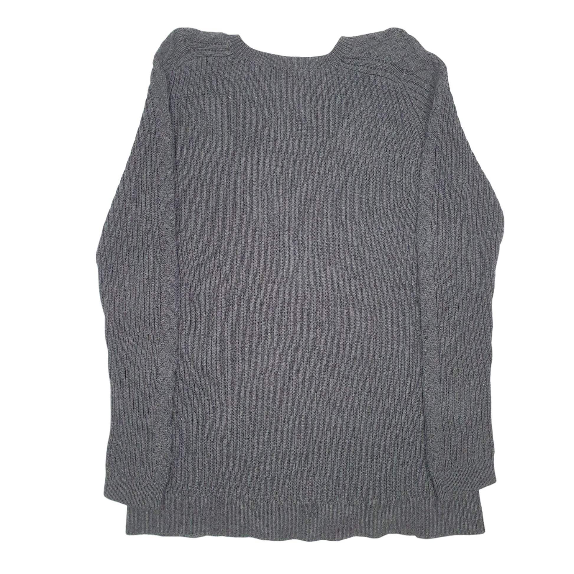 Womens Grey Nautica Knit Chunky Cable Crewneck Jumper