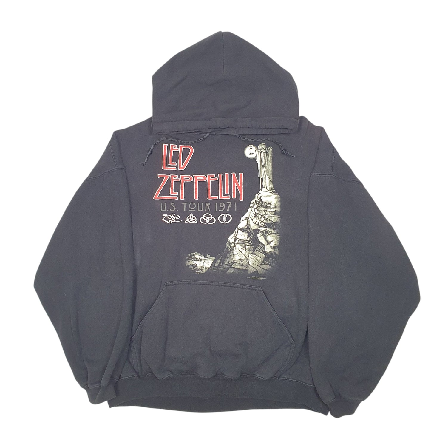 Mens Black Tultex Heavy Led Zeppelin U.S Tour 1971 Hoodie Jumper