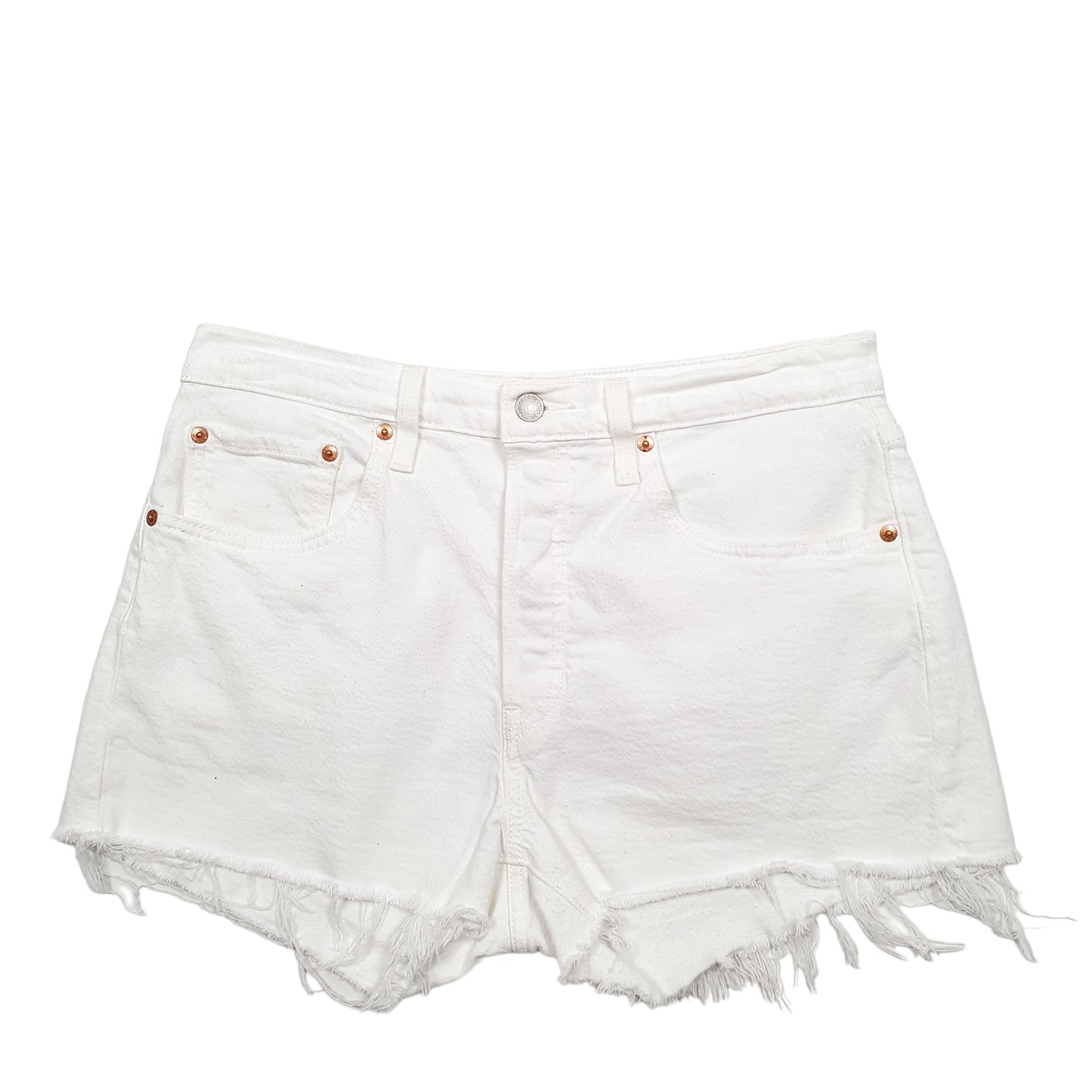 Womens White Levis 501 Jorts Denim Shorts
