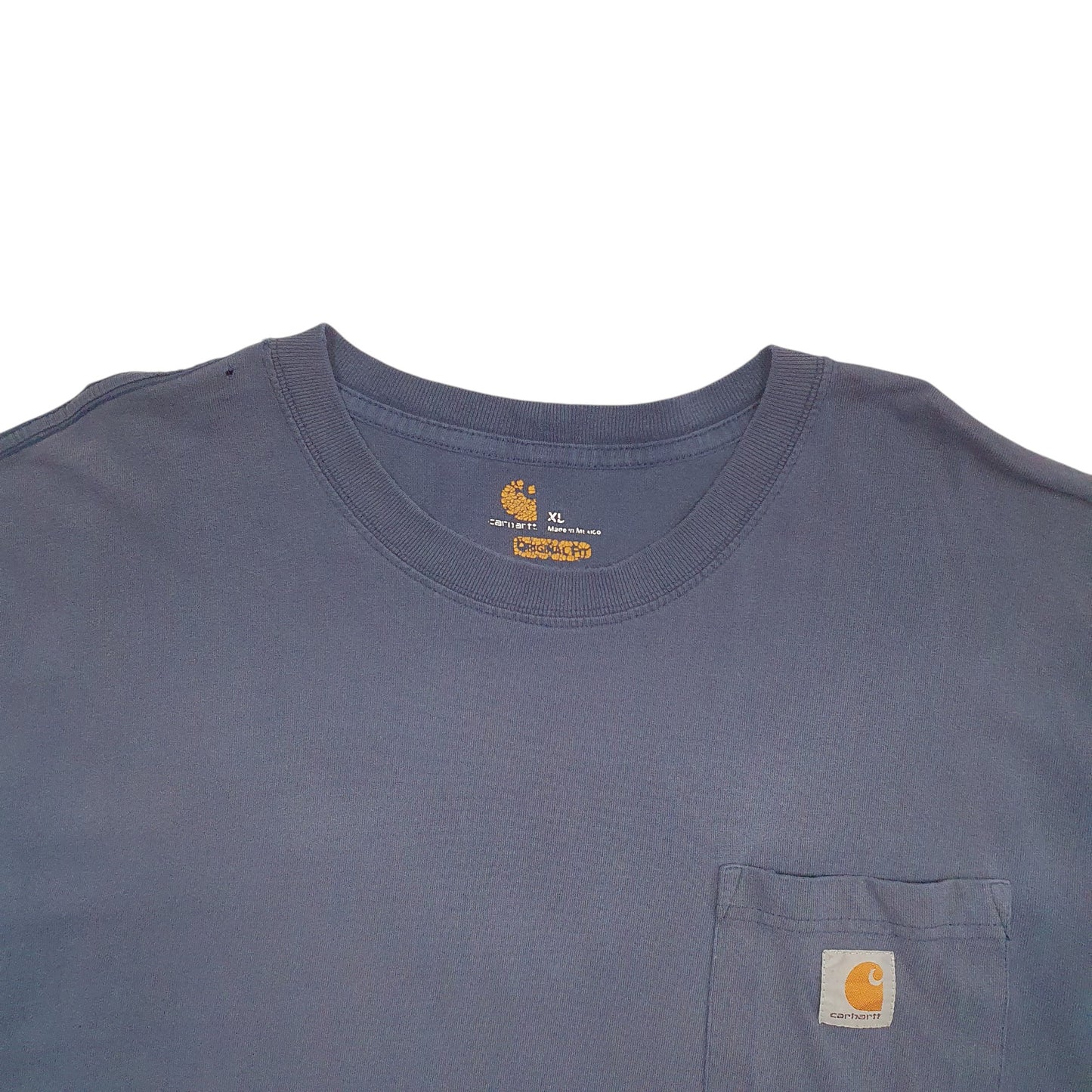 Mens Blue Carhartt Spellout Long Sleeve T Shirt