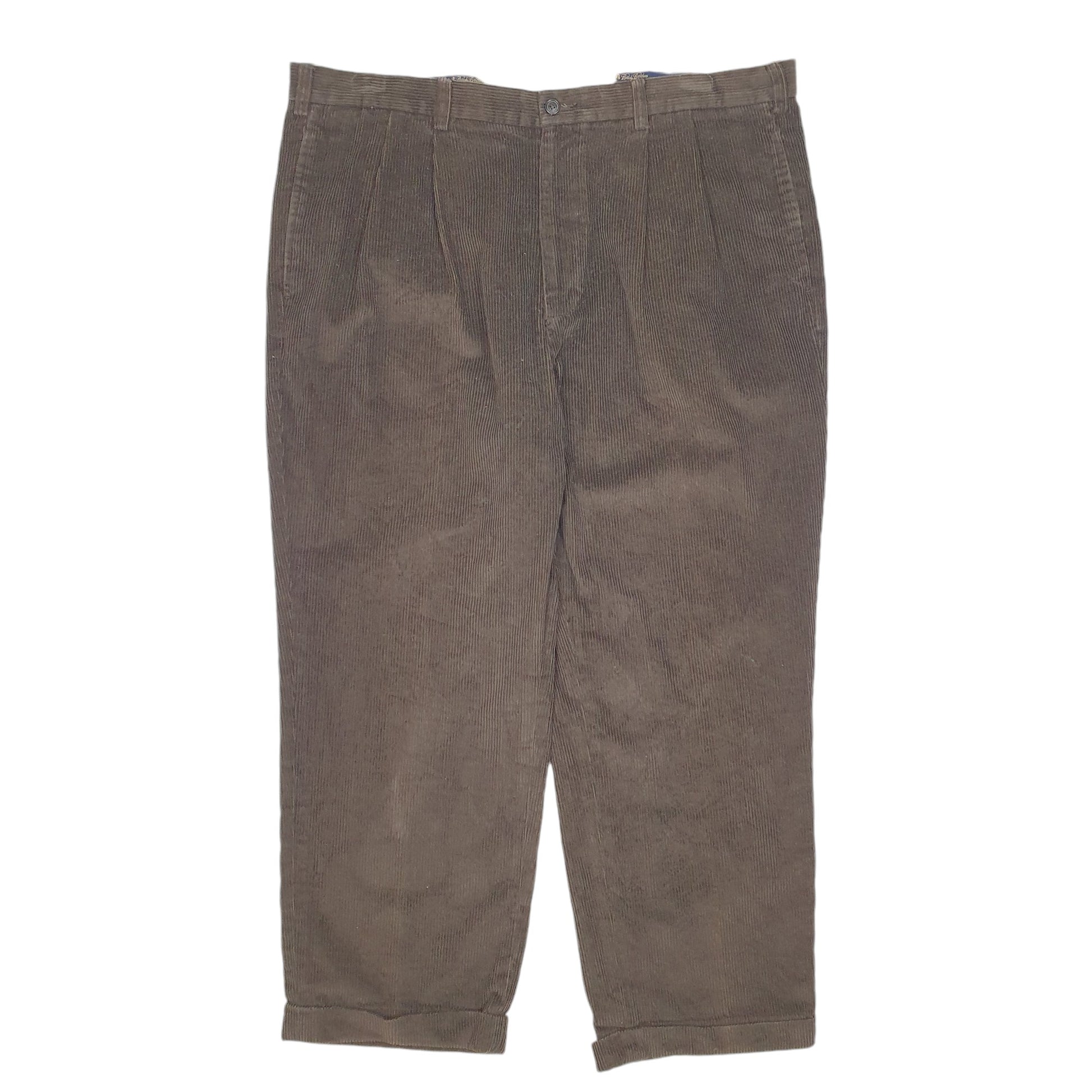 Mens Brown Brooks Brothers Double Pleated Cords Corduroy Trousers