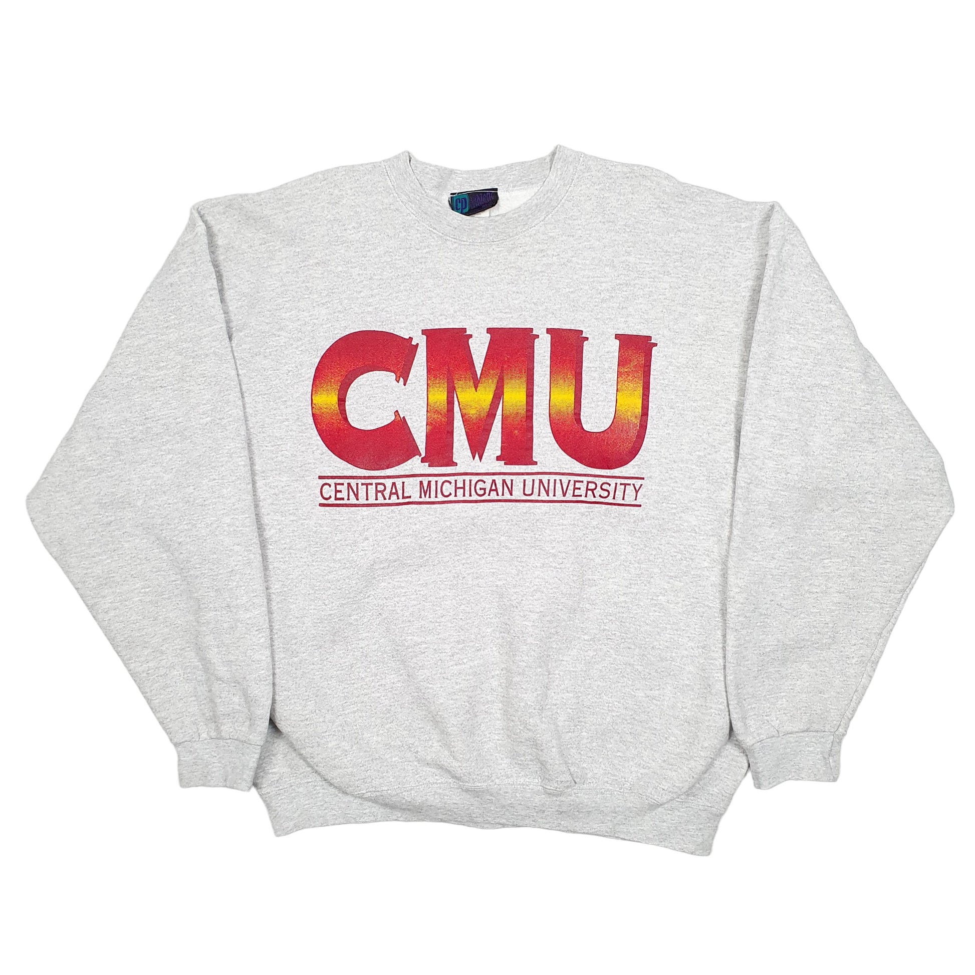 Mens Grey CP Athletic Vintage Central Michigan University USA Heavy Crewneck Jumper