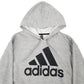 Mens Grey Adidas Spellout Hoodie Jumper