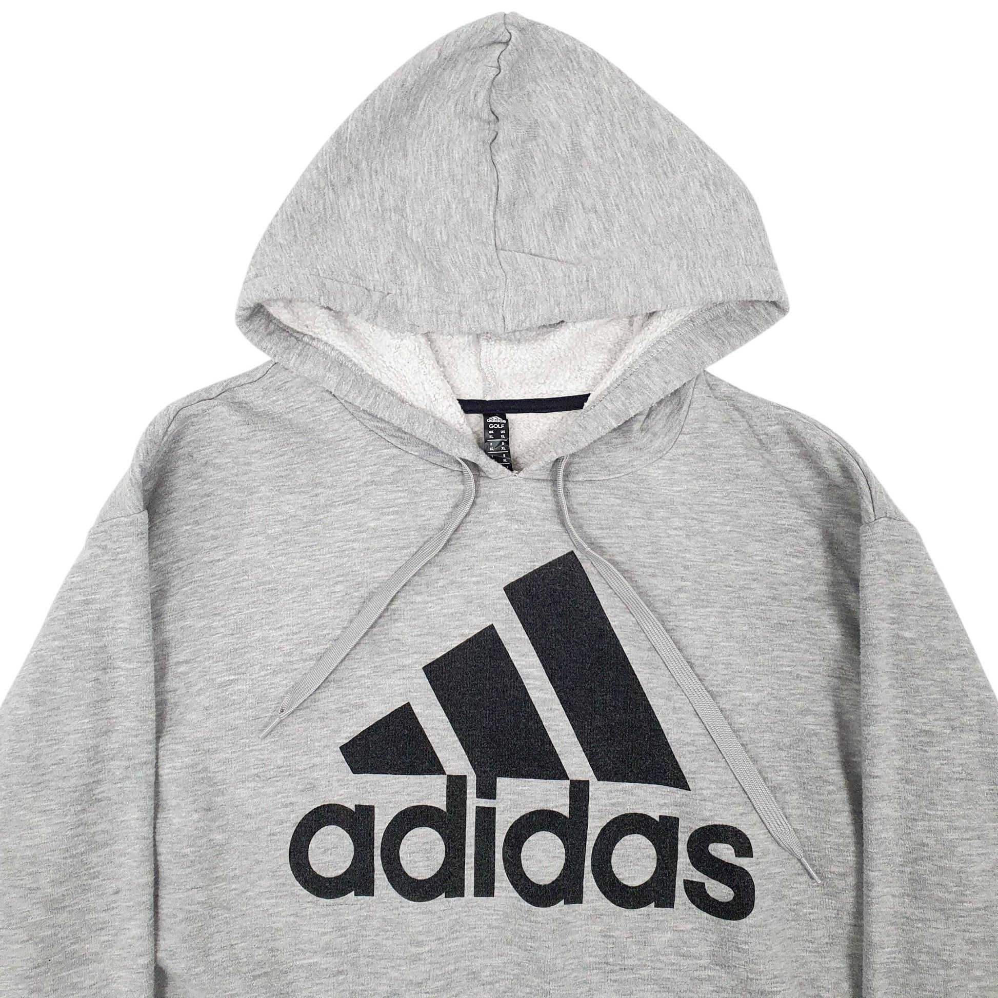 Mens Grey Adidas Spellout Hoodie Jumper