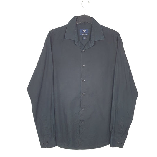 Mens Black Dockers Fitted Long Sleeve Shirt