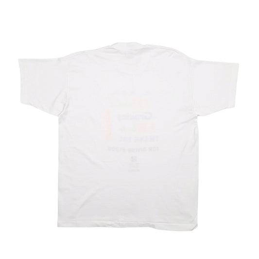 Mens White Fruit Of The Loom Single Stitch Vintage 90s Short Sleeve T Shirt