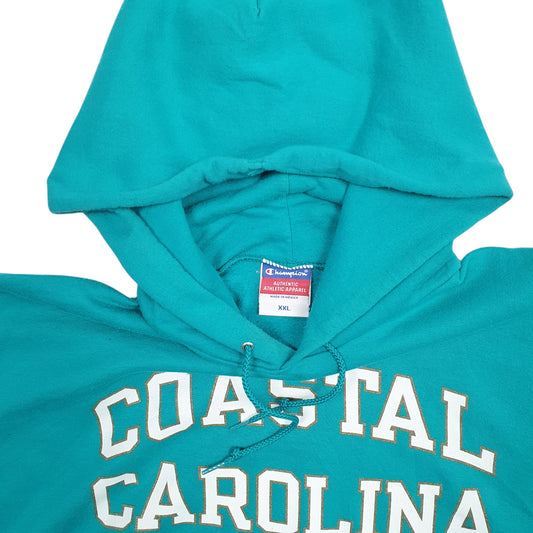 Mens Green Champion Coastal Carolina Spellout Hoodie Jumper