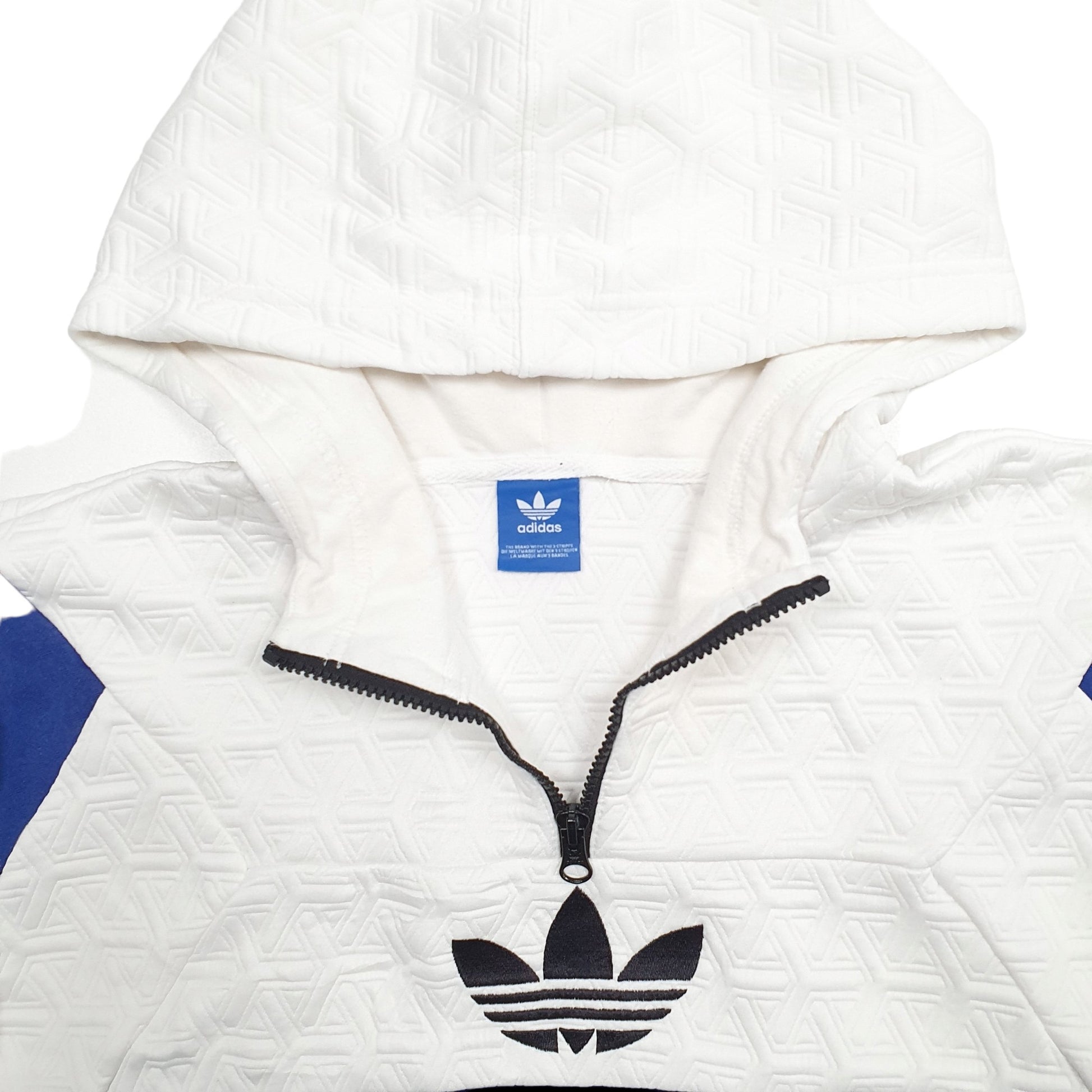 Mens White Adidas Spellout Hoodie Jumper