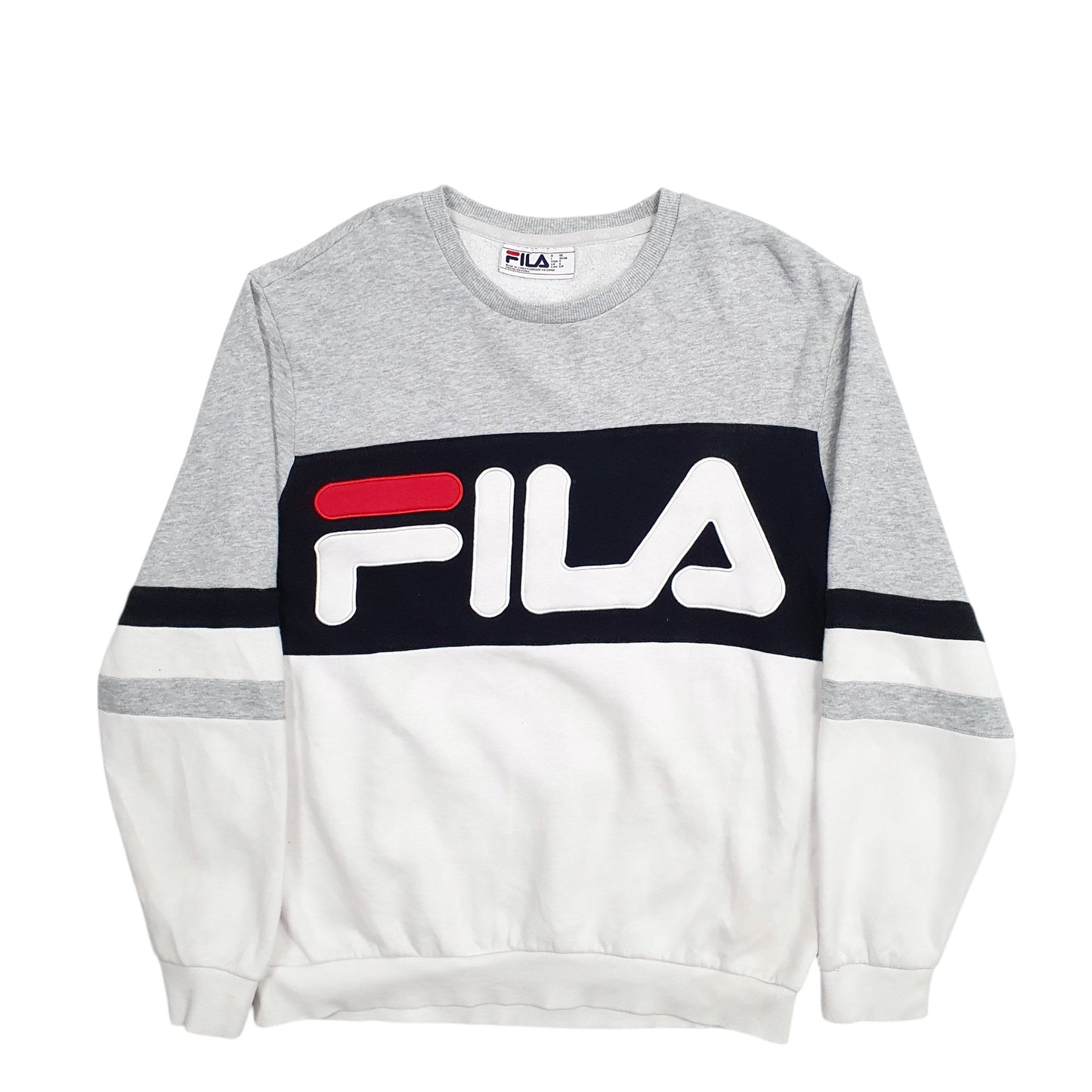 Mens Grey Fila Spellout Crewneck Jumper