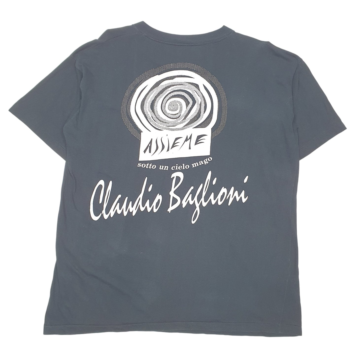 Mens Black Unbranded Single Stitch Vintage 90s Claudio Baglioni Short Sleeve T Shirt