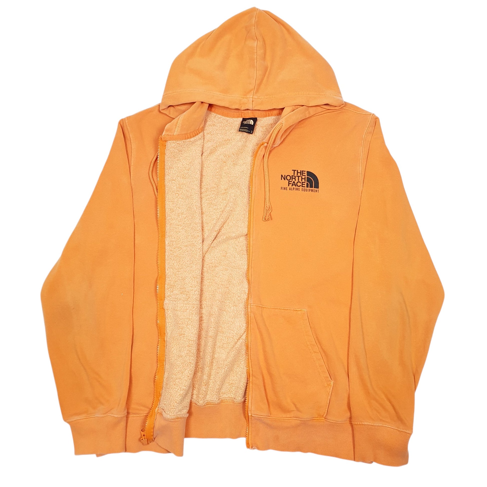 Mens Orange The North Face Hoodie Fine Alpine Equipment Spellout Full Zip Jumper