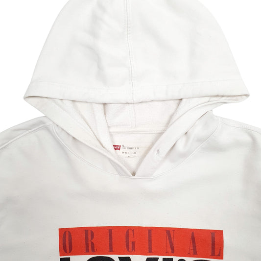 Mens White Levis Spellout Hoodie Jumper