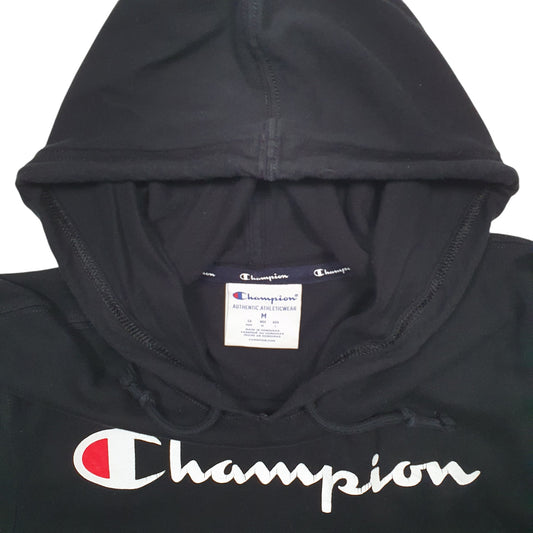 Mens Black Champion Spellout Hoodie Jumper