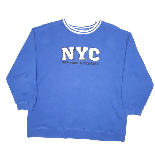 Mens Blue NY & CO Spellout Crewneck Jumper