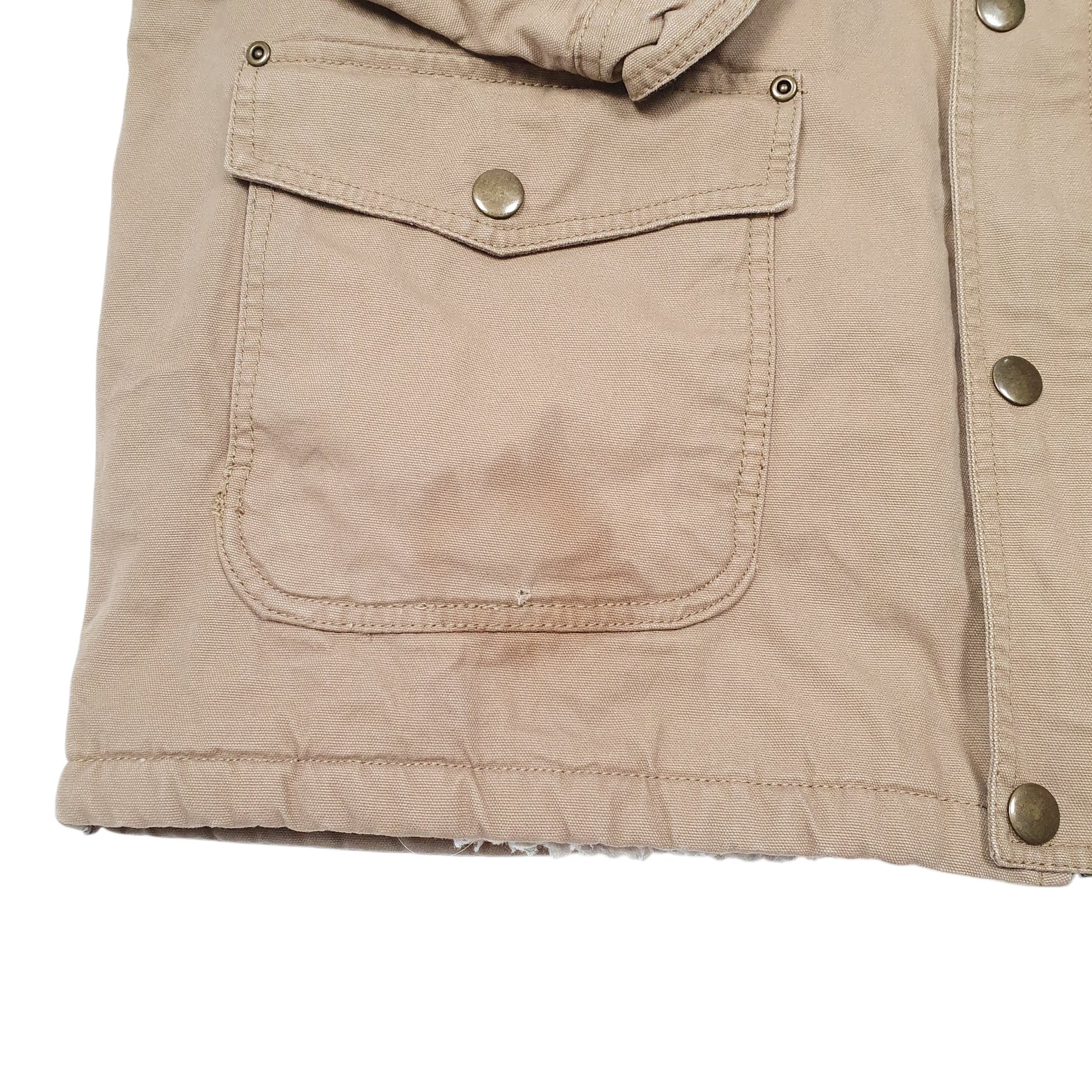 Mens Beige Wrangler Chore Jacket Sherpa Lined  Coat