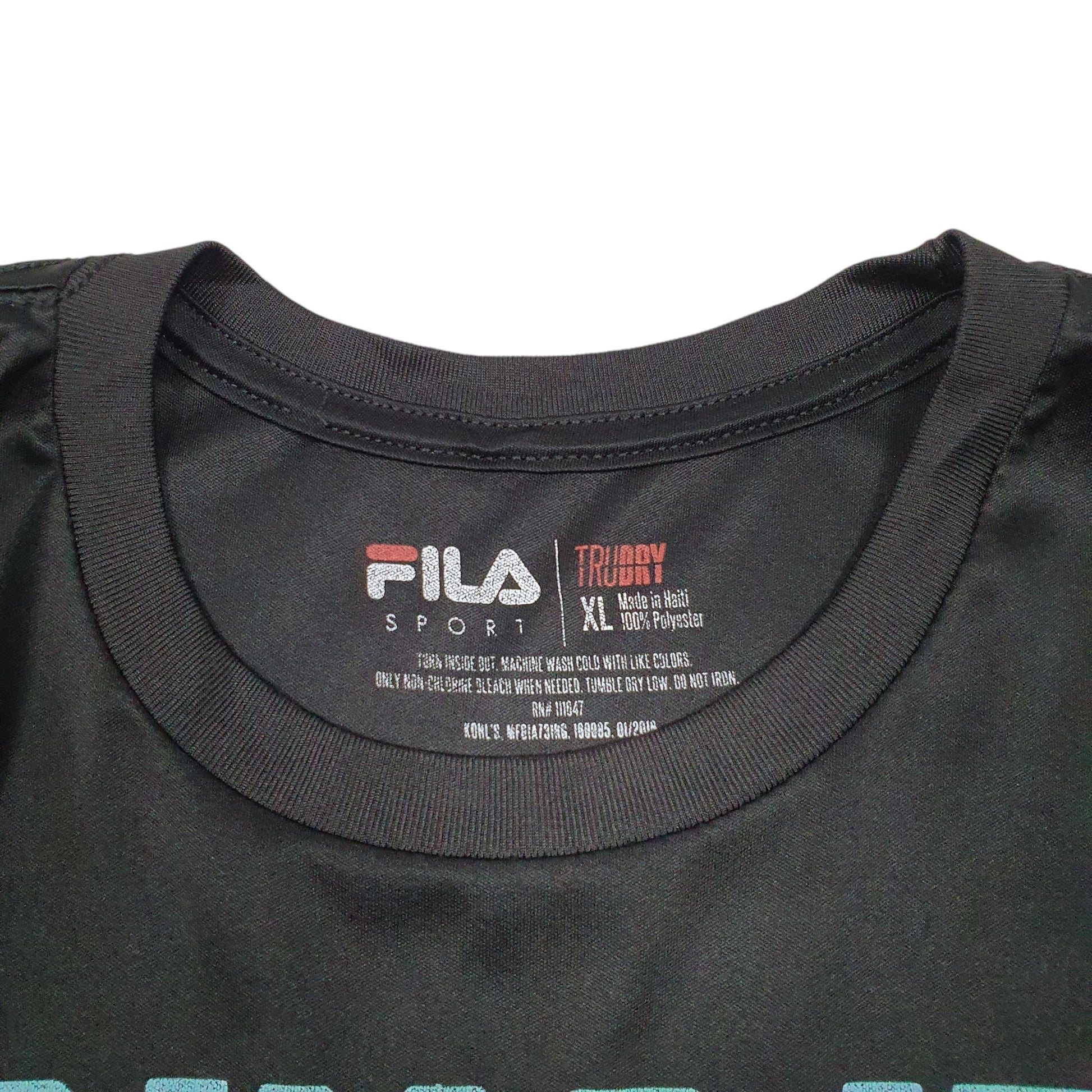 Mens Black Fila Active Baseball Bring It Short Sleeve T Shirt