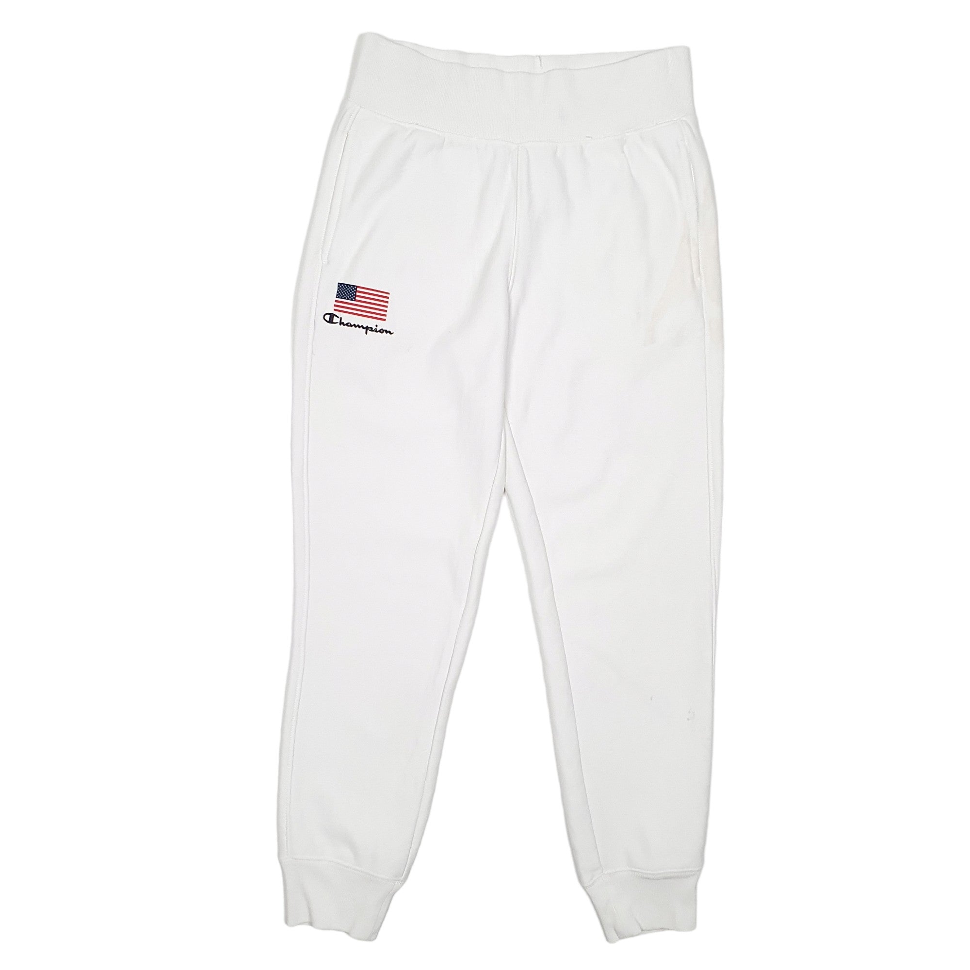 Mens Champion USA Reverse Weave Sweats White Jogger Cotton Trousers W28 L27