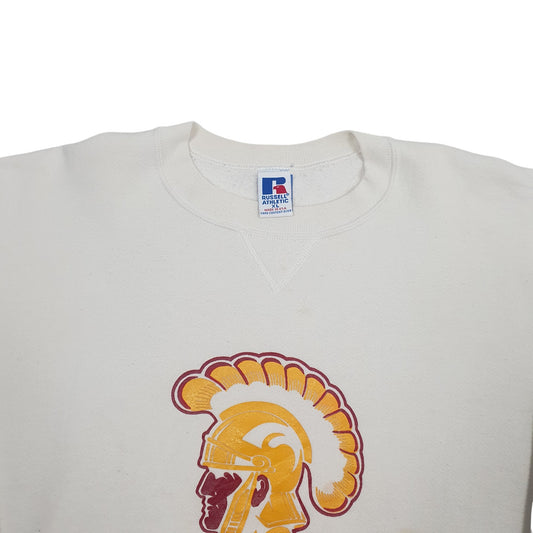 Mens White Russel Athletic Vintage 1990s Made in USA Crewneck Jumper