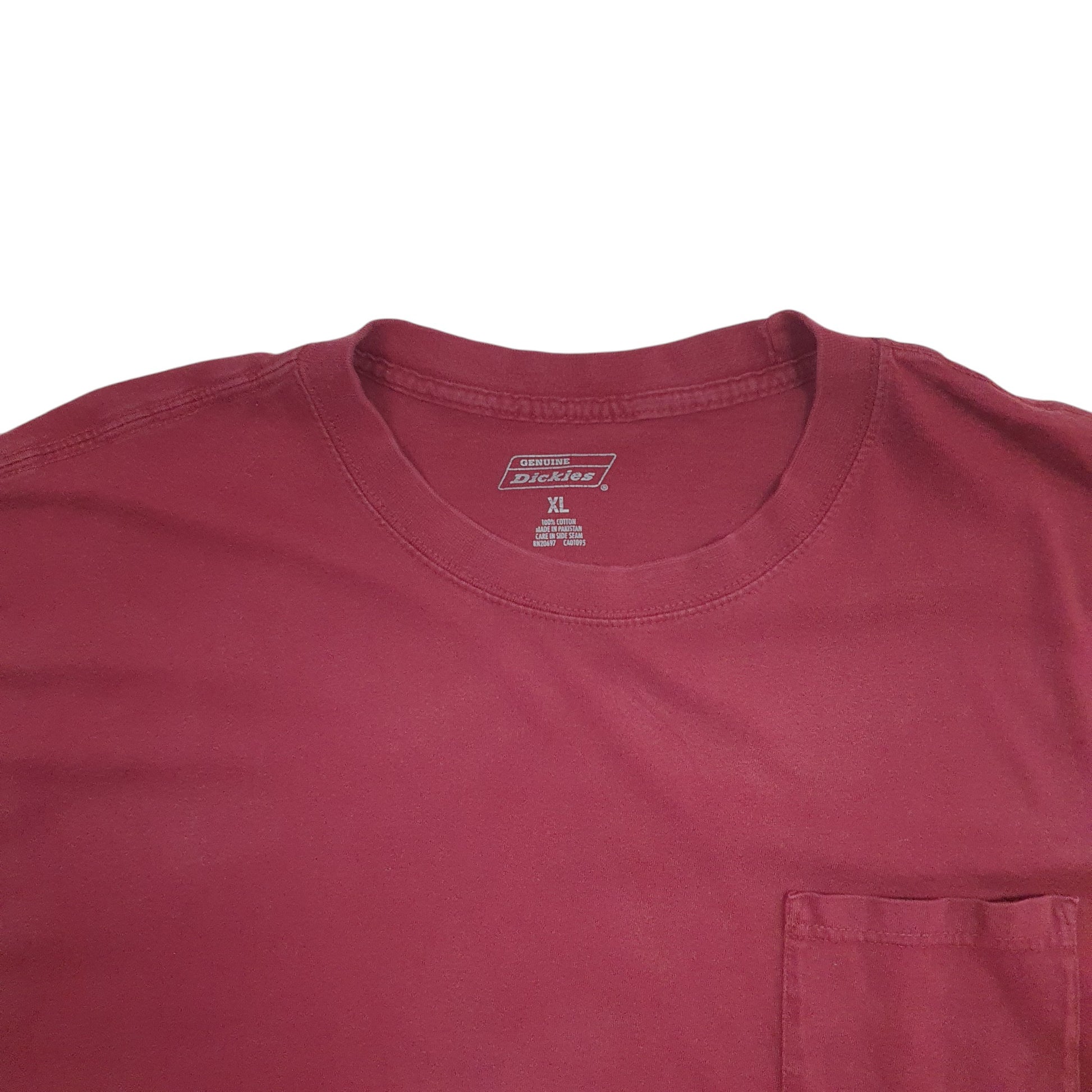 Mens Burgundy Dickies Pocket Short Sleeve T Shirt