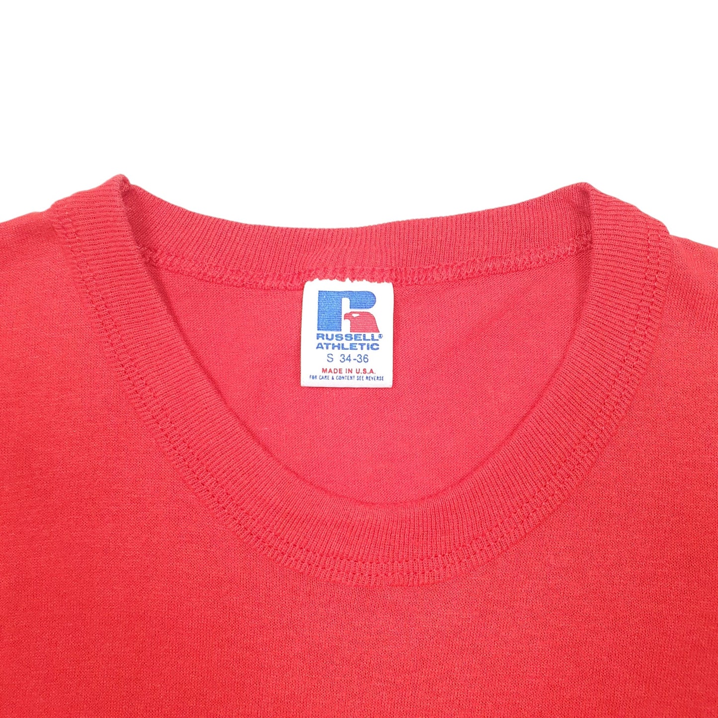 Mens Red Russell Athletic Single Stitch Vintage 90s Made In USA Crusades For Christ Short Sleeve T Shirt
