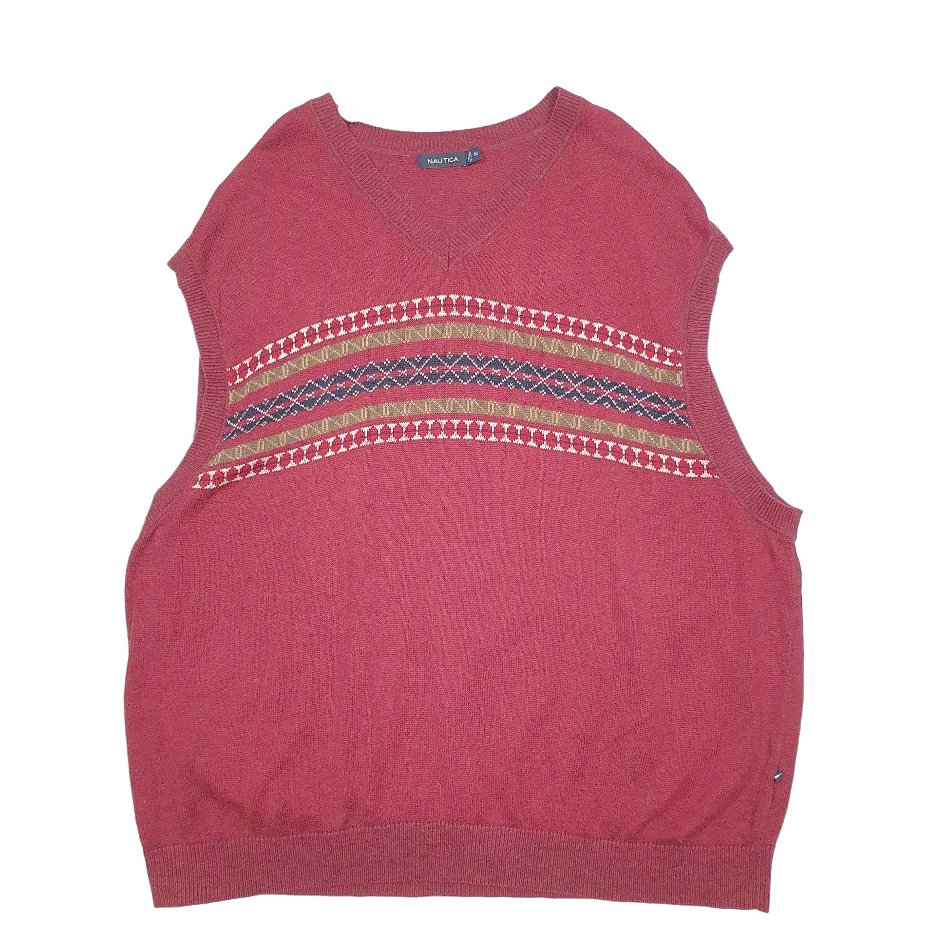 Mens Burgundy Nautica Knit Tanktop Jumper