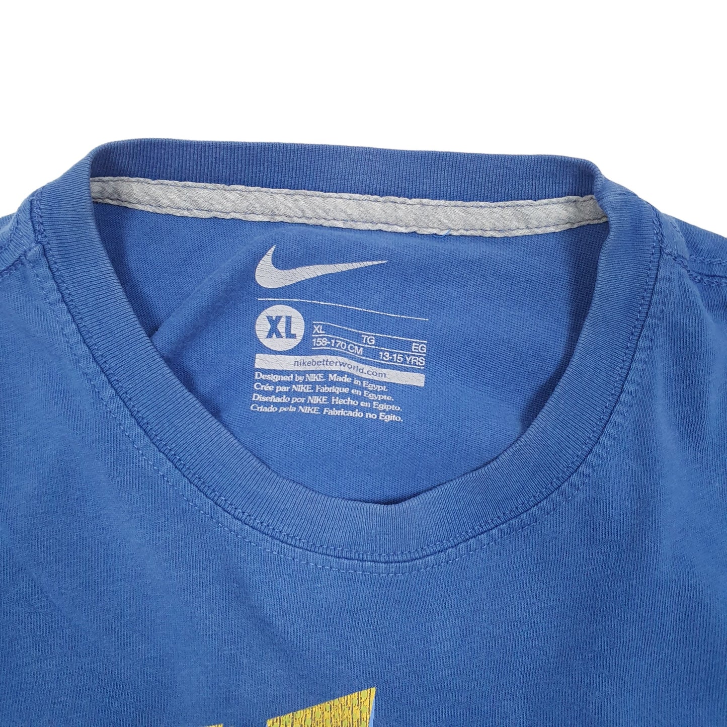 Mens Blue Nike Spellout Short Sleeve T Shirt