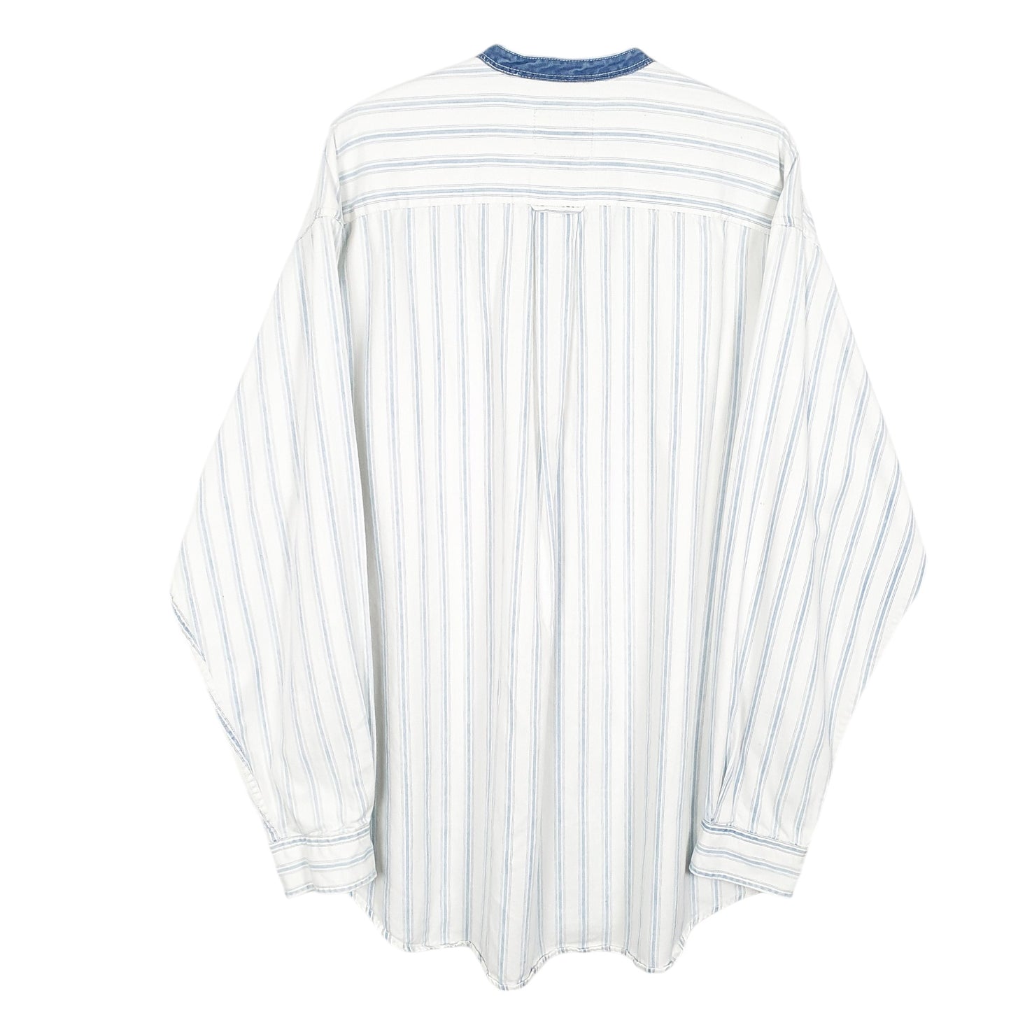 Mens White Nautica Grandad Collar Long Sleeve Shirt