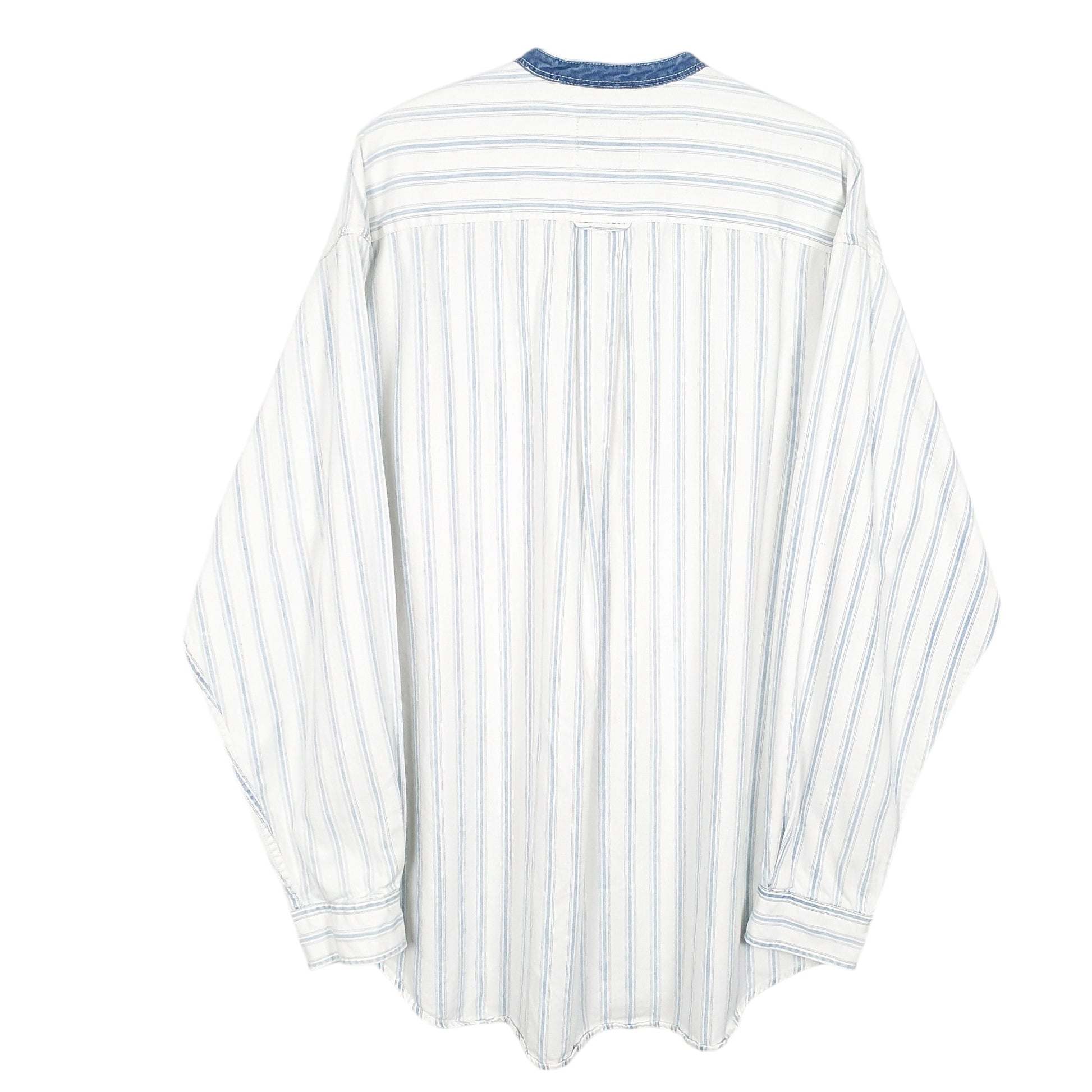 Mens White Nautica Grandad Collar Long Sleeve Shirt