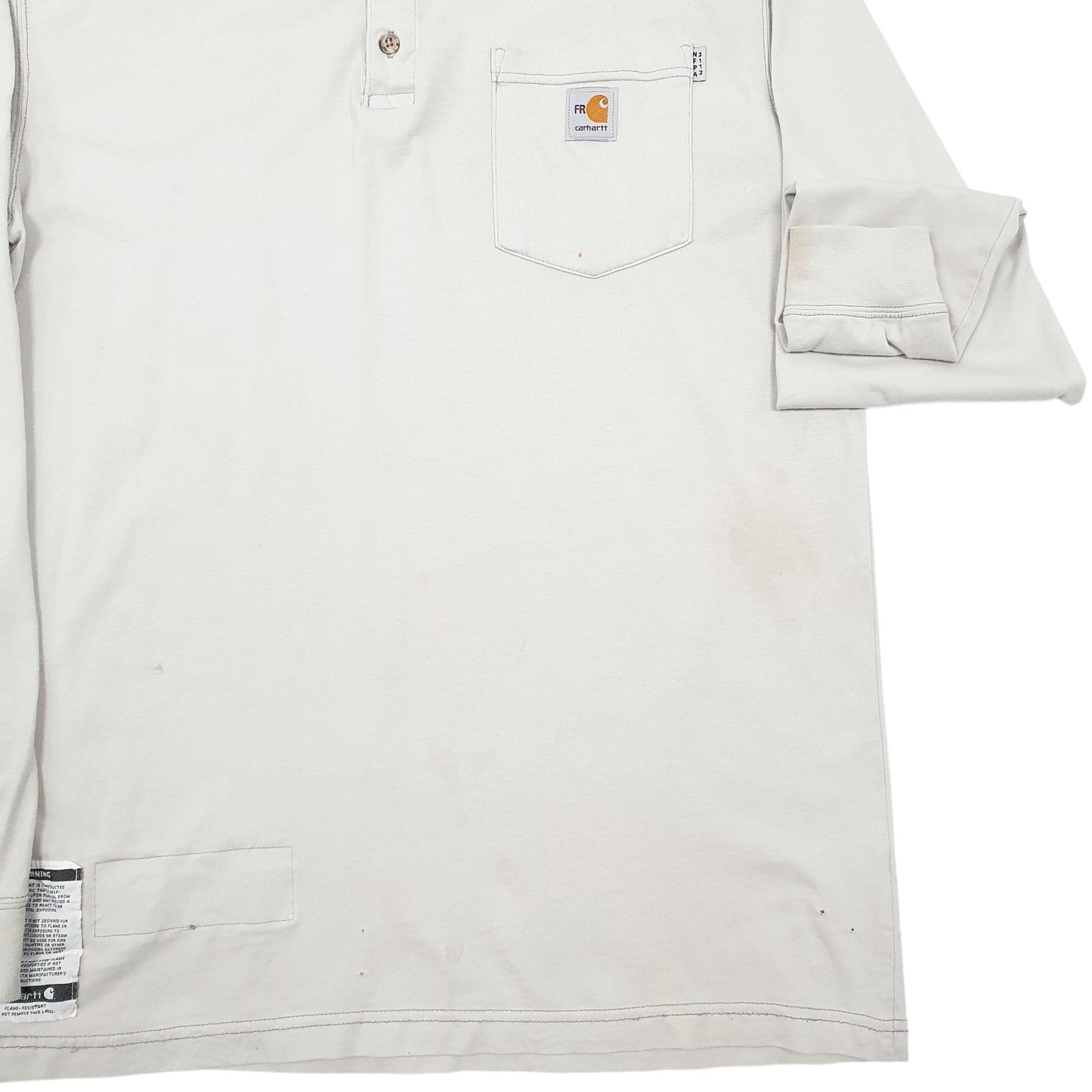 Mens Grey Carhartt Vintage FR Henley Long Sleeve T Shirt